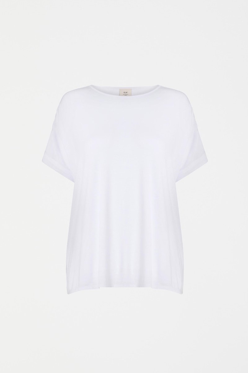 Telse Relaxed Stretch T-shirt Model Angled Front  | WHITE