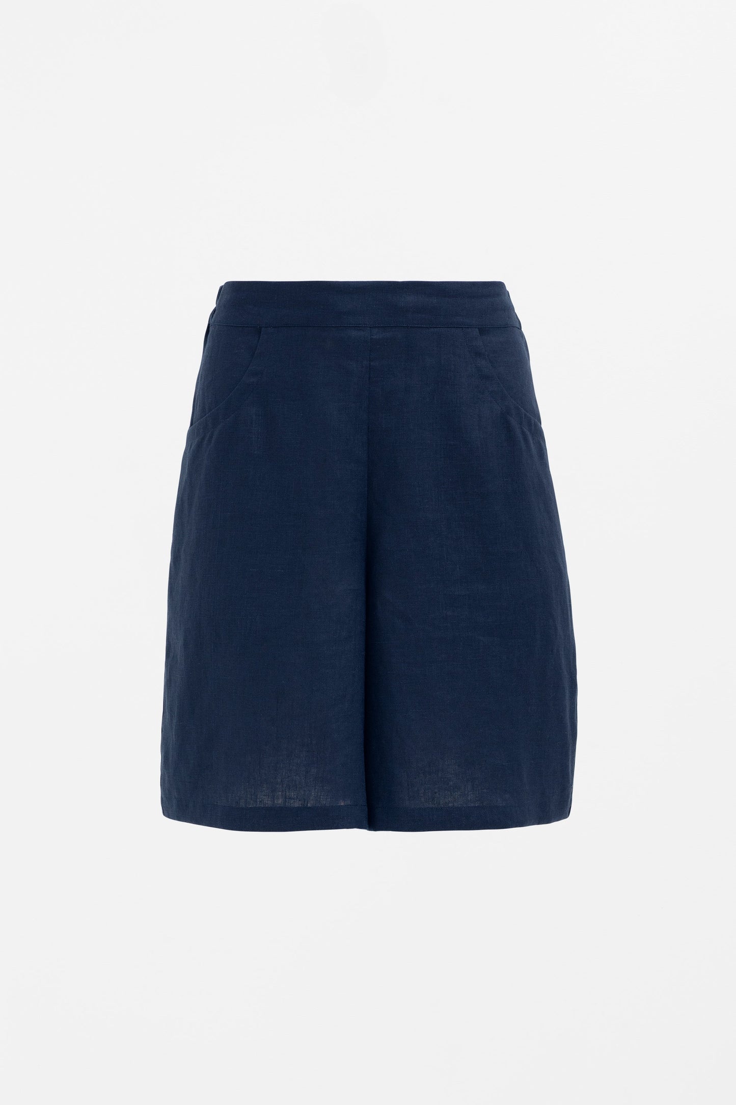 Strom Mid Length Linen Short Front | STEEL BLUE