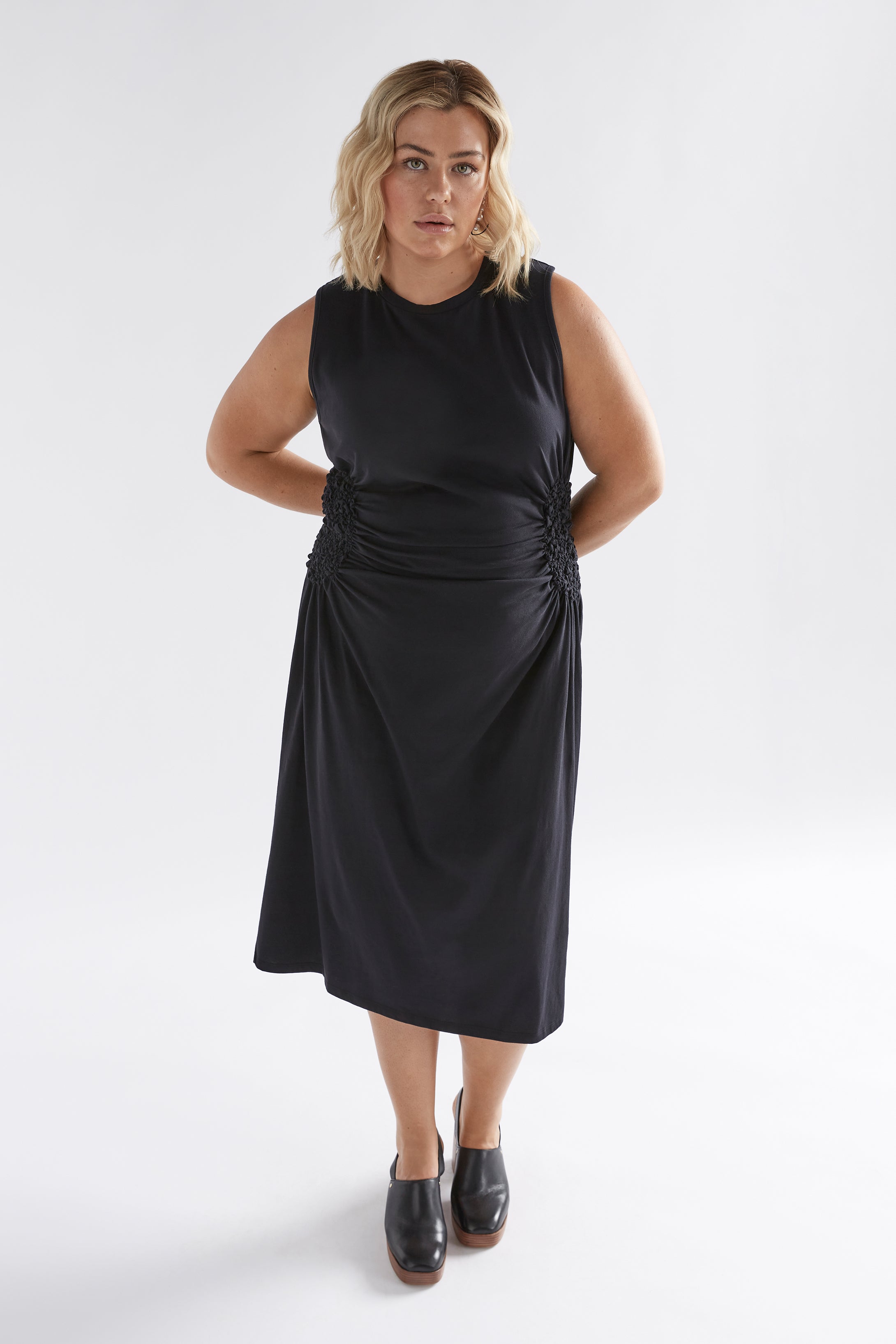 Shop The Webb Jersey Shirred Detail Sleeveless Midi Dress – ELK AU