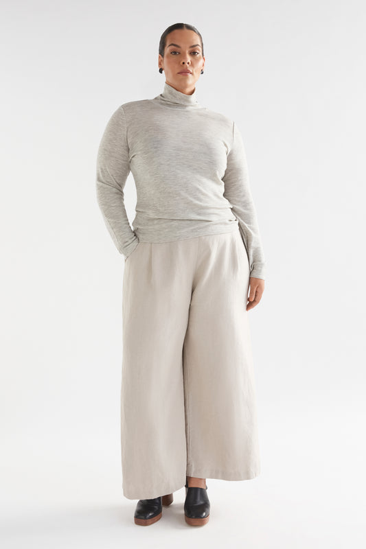 Ilona Wide Leg Linen Pant Model Front CURVE | FLAX