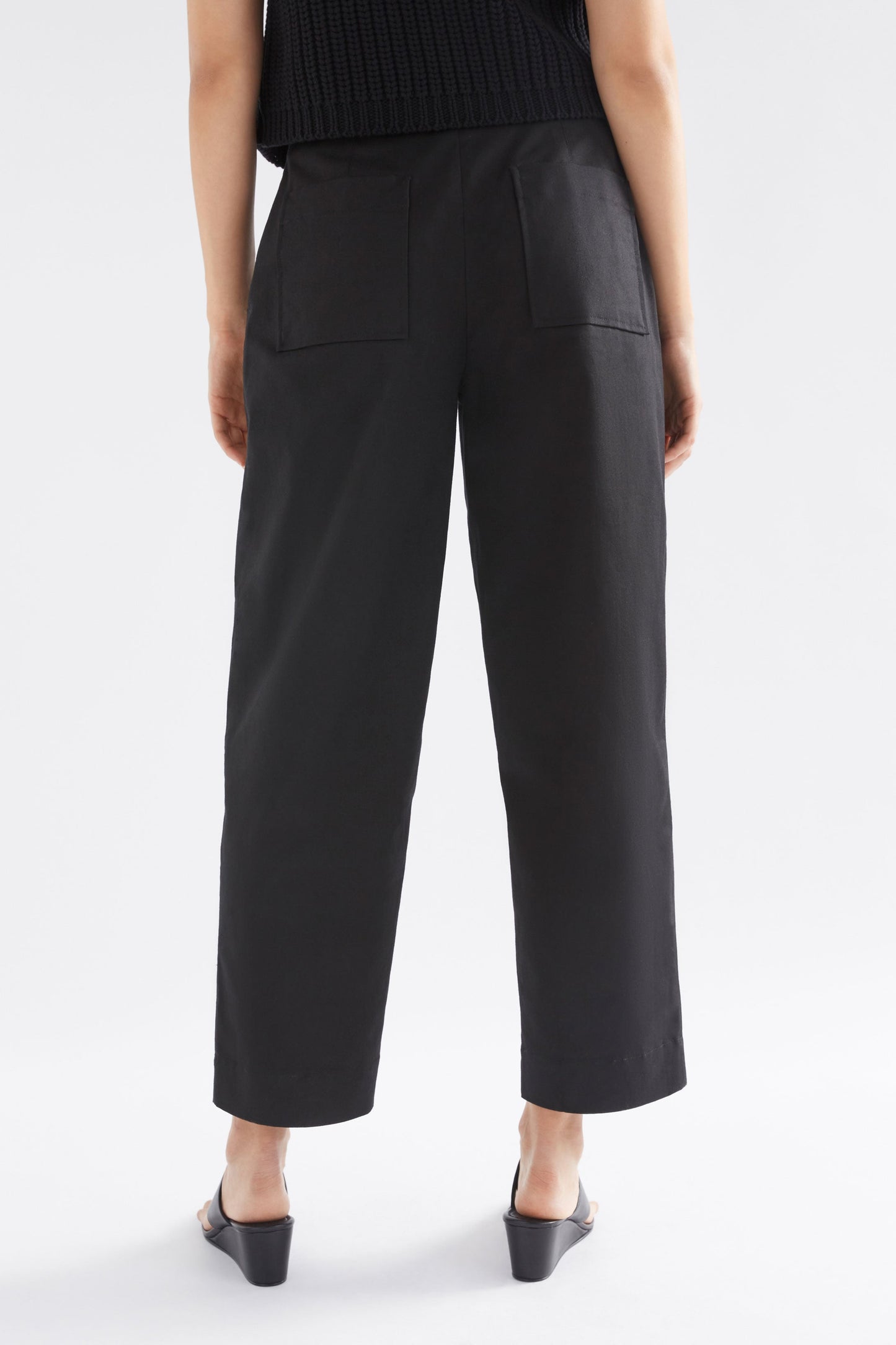 Noorden Organic Cotton-Tencel Pleat Front Pant Model Back | BLACK