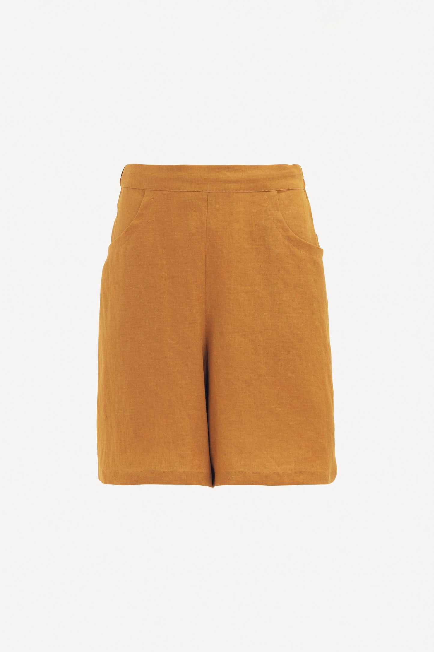 Strom Mid Length Linen Short Front | HONEY GOLD