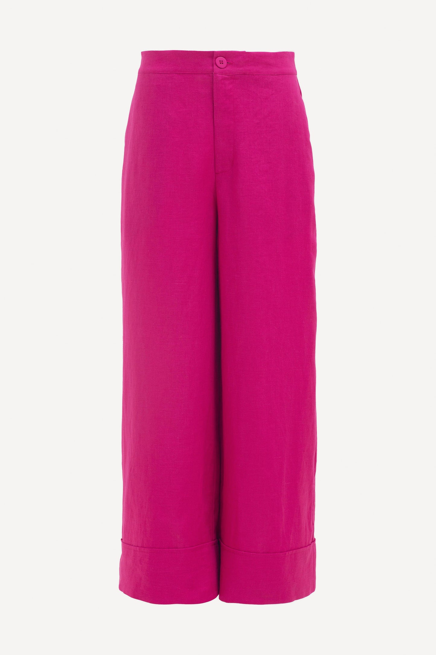 Anneli Light Wide Leg Linen Pant Front | BRIGHT PINK