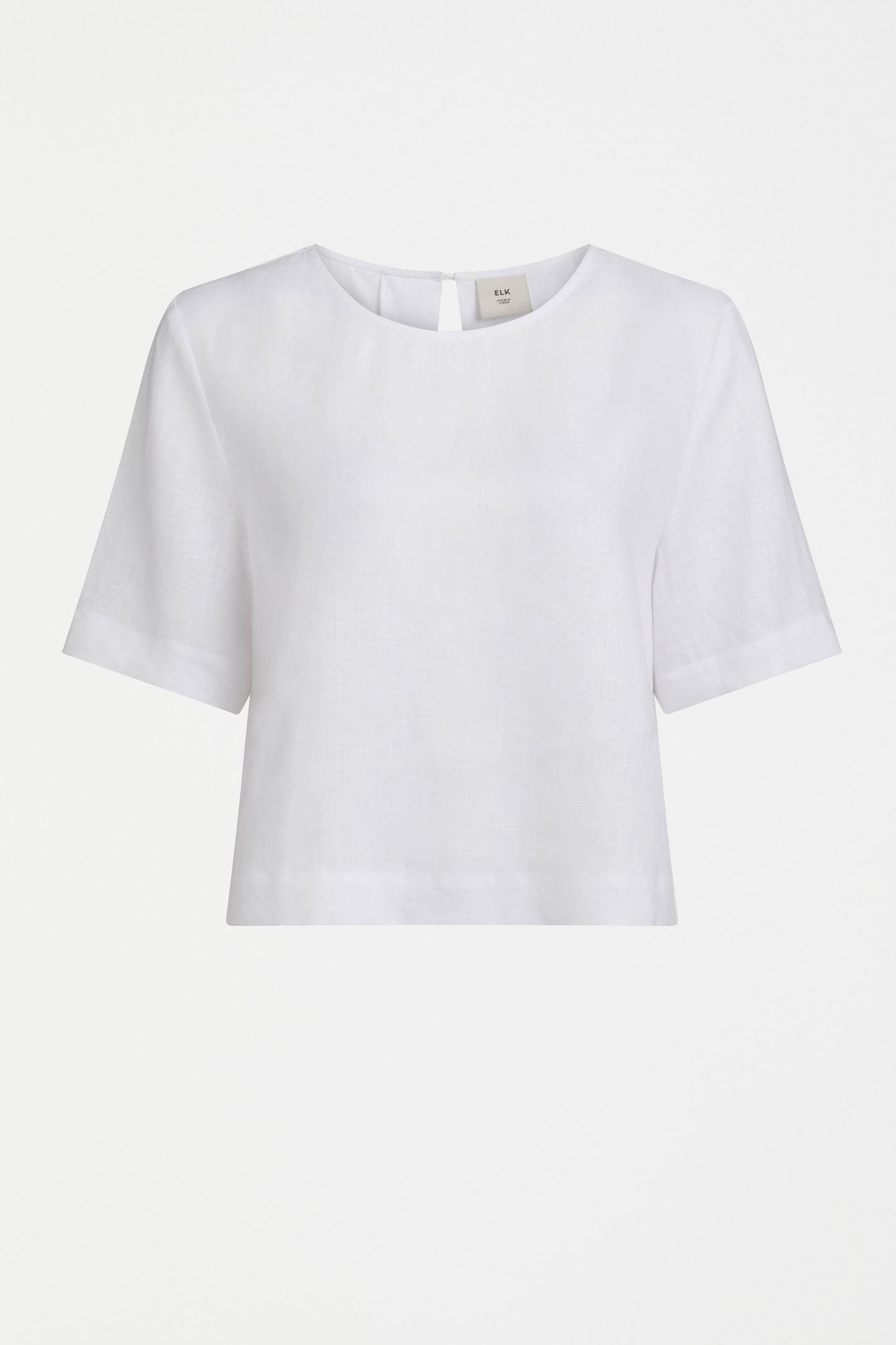 Honnor Linen Crop Pleat Back Top  Front | WHITE