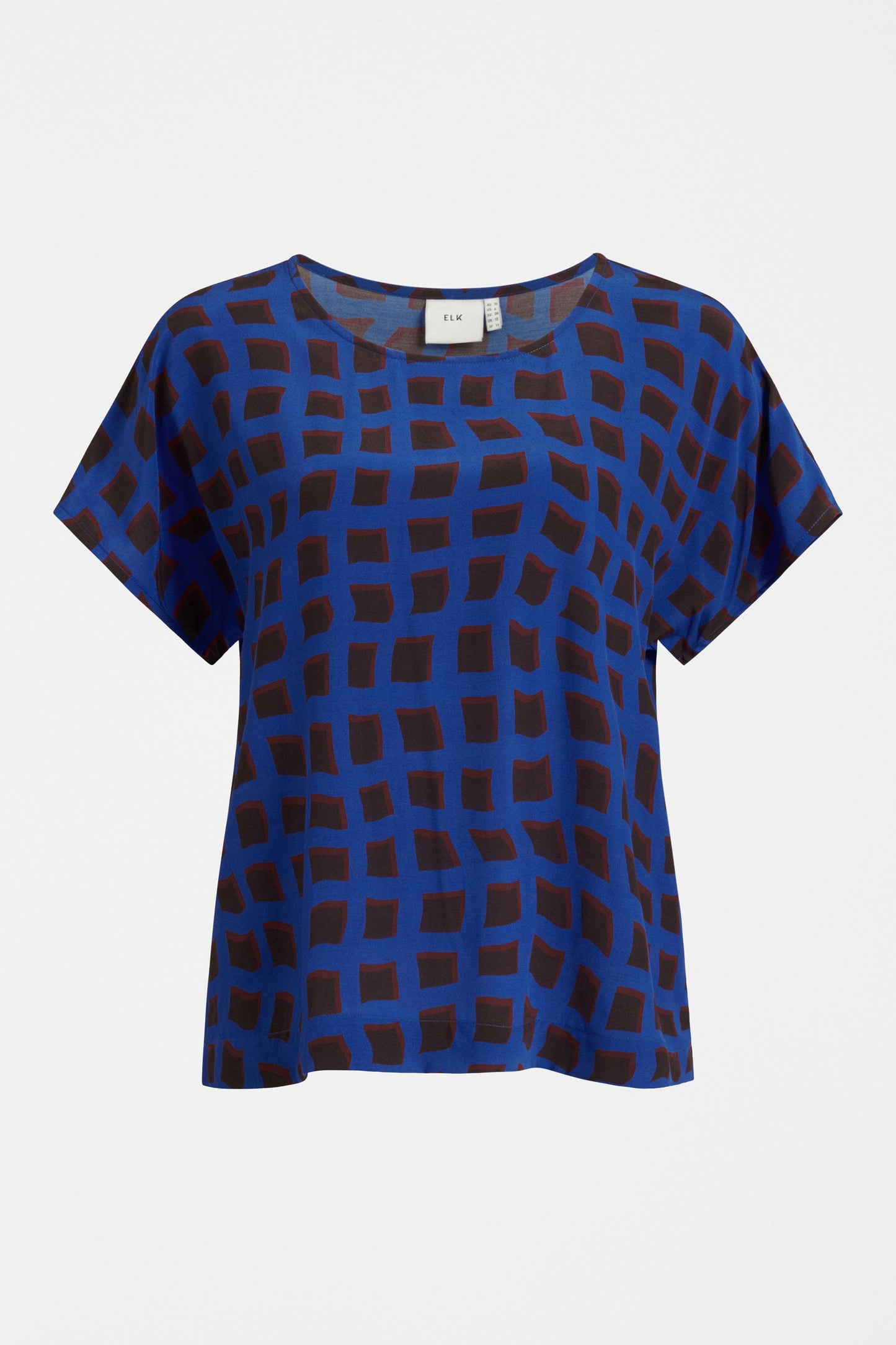 Iden Print Shell Viscose Batwing Cap Sleeve Top | BLUE WAVE PRINT