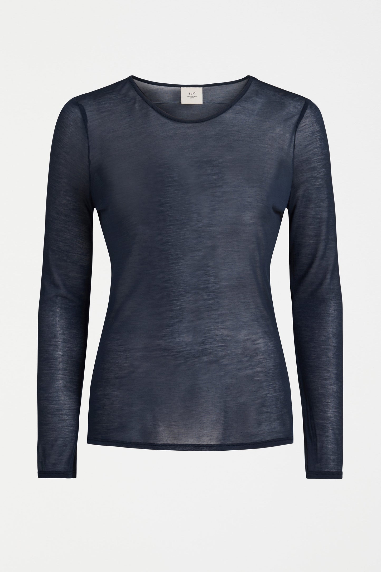 Sheer Long Sleeve Tencel Jersey Top Front | SPACE BLUE