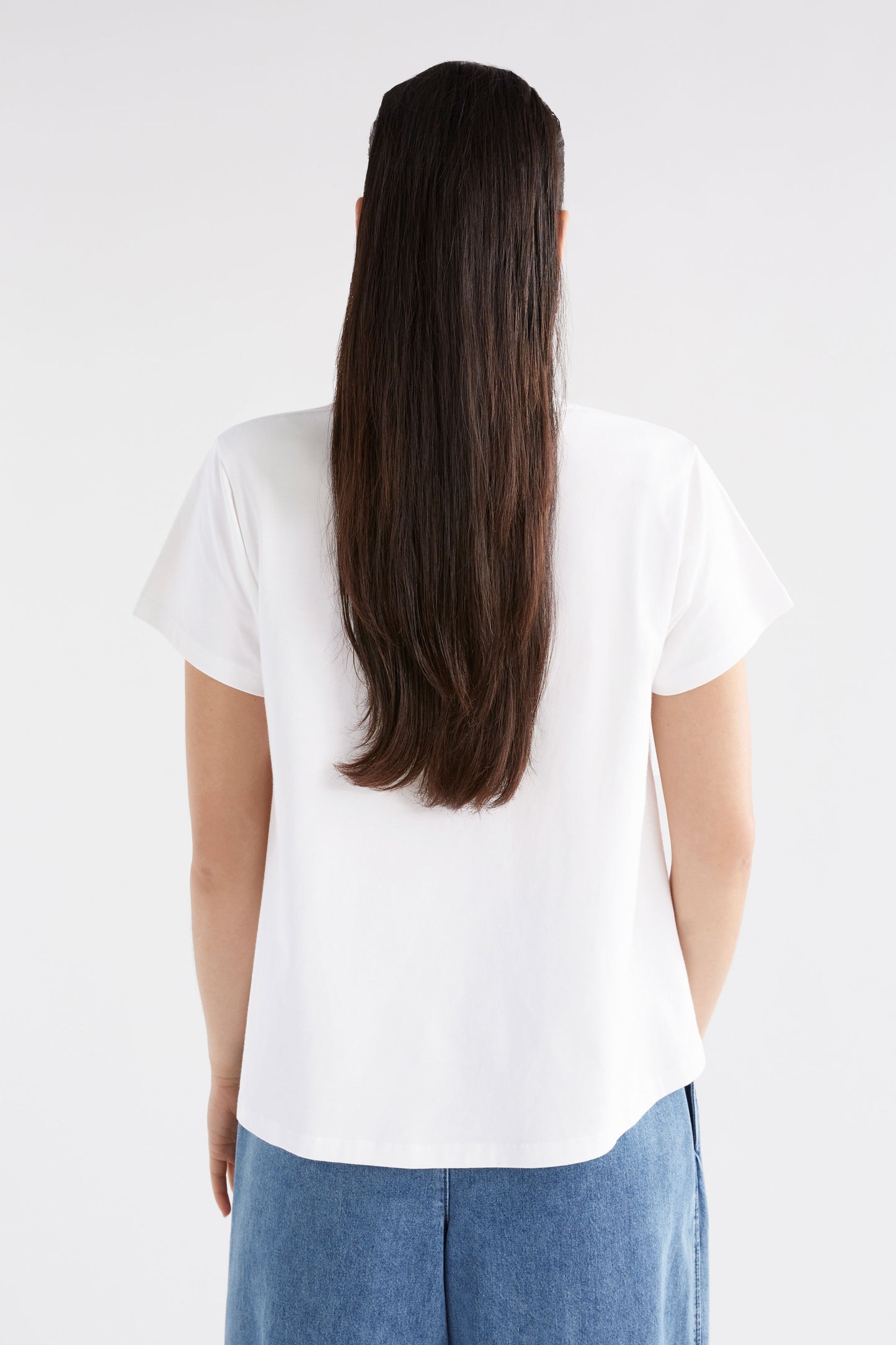 Organic Cotton A-line Jersey Tee Model Back | WHITE