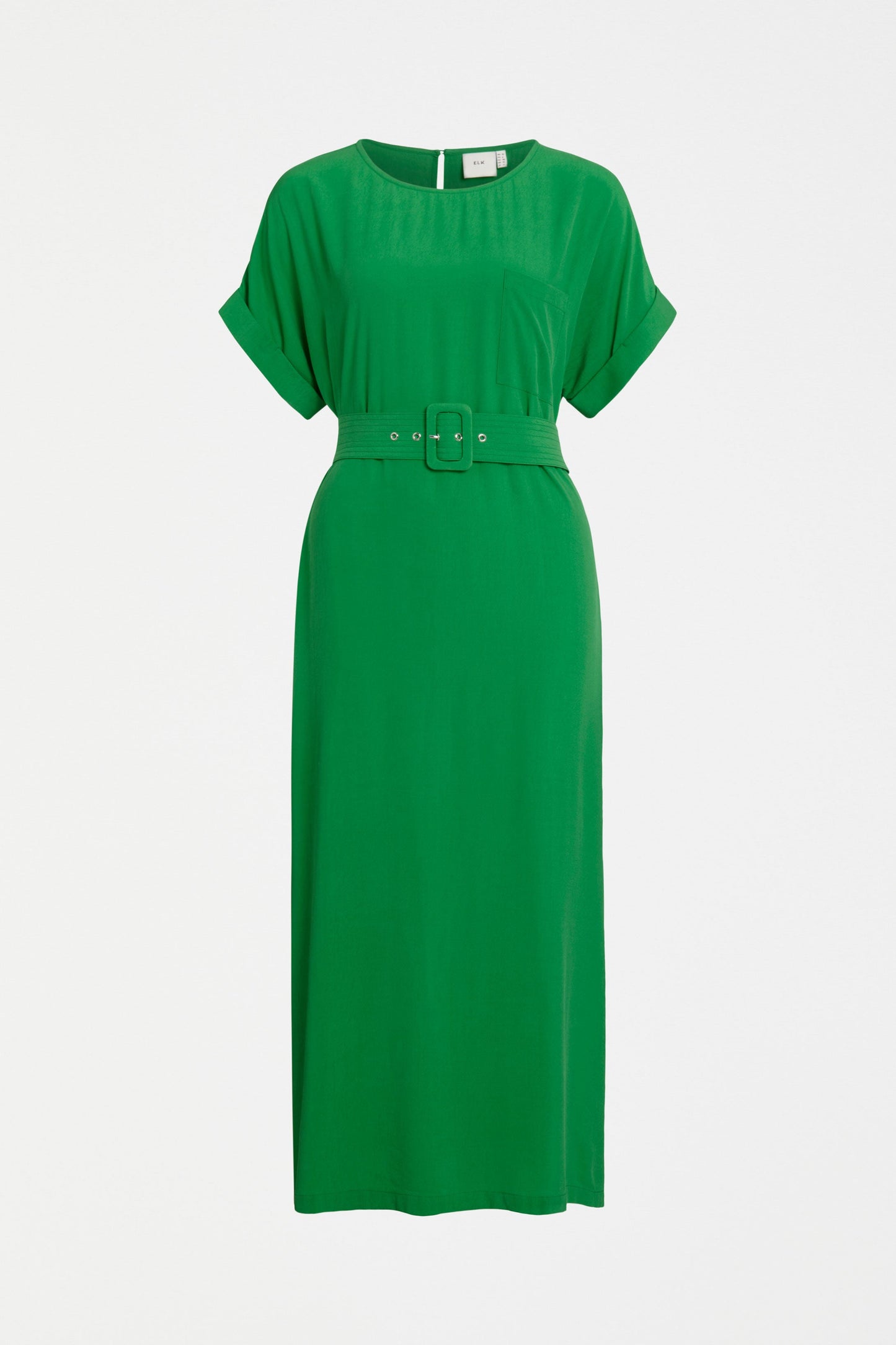 Olyck One Pocket Belted Mid Dress Front | VINE GREEN