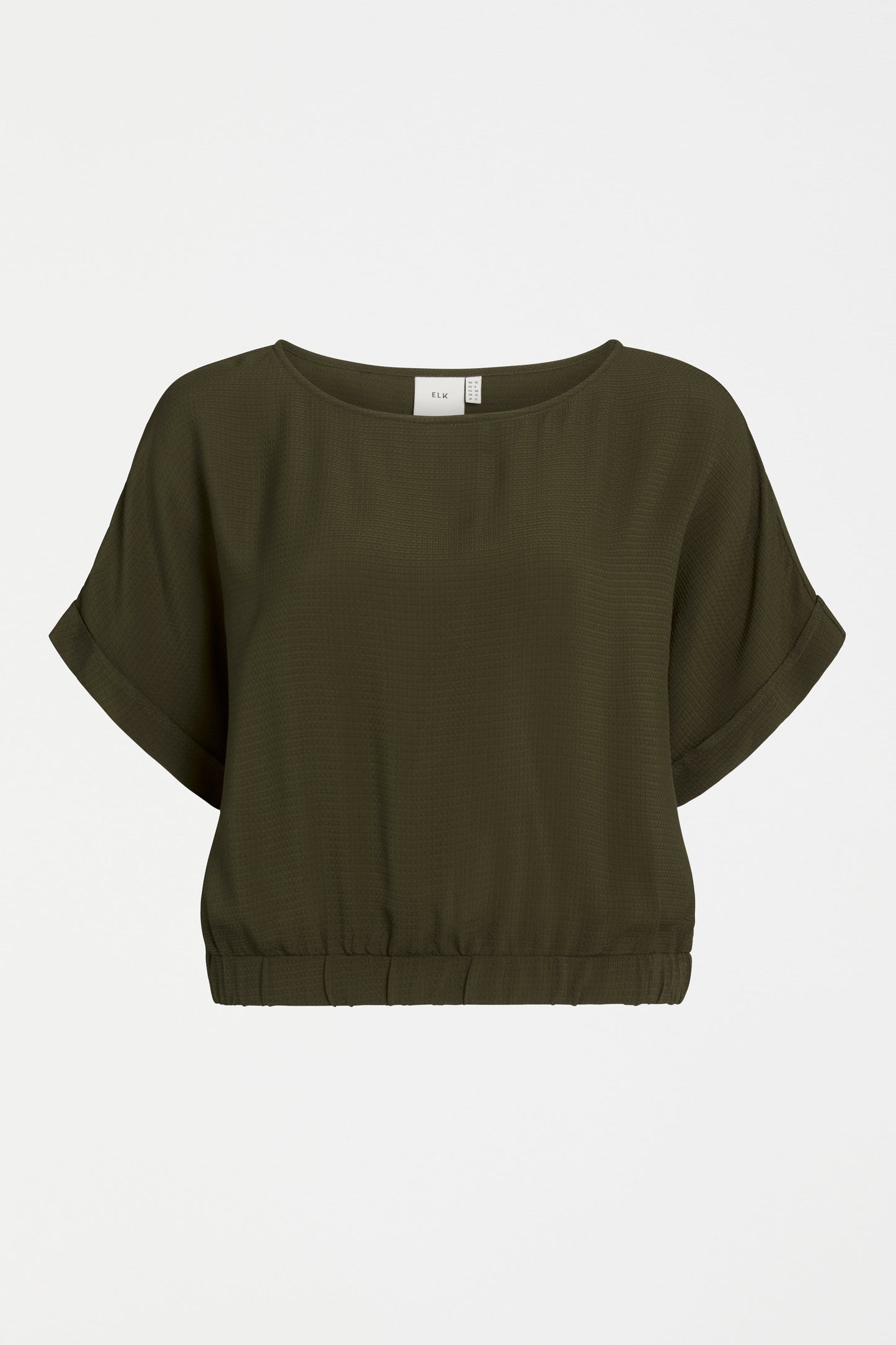 Parq Textured Cropped Elastic Hem Top Front | SEAWEED