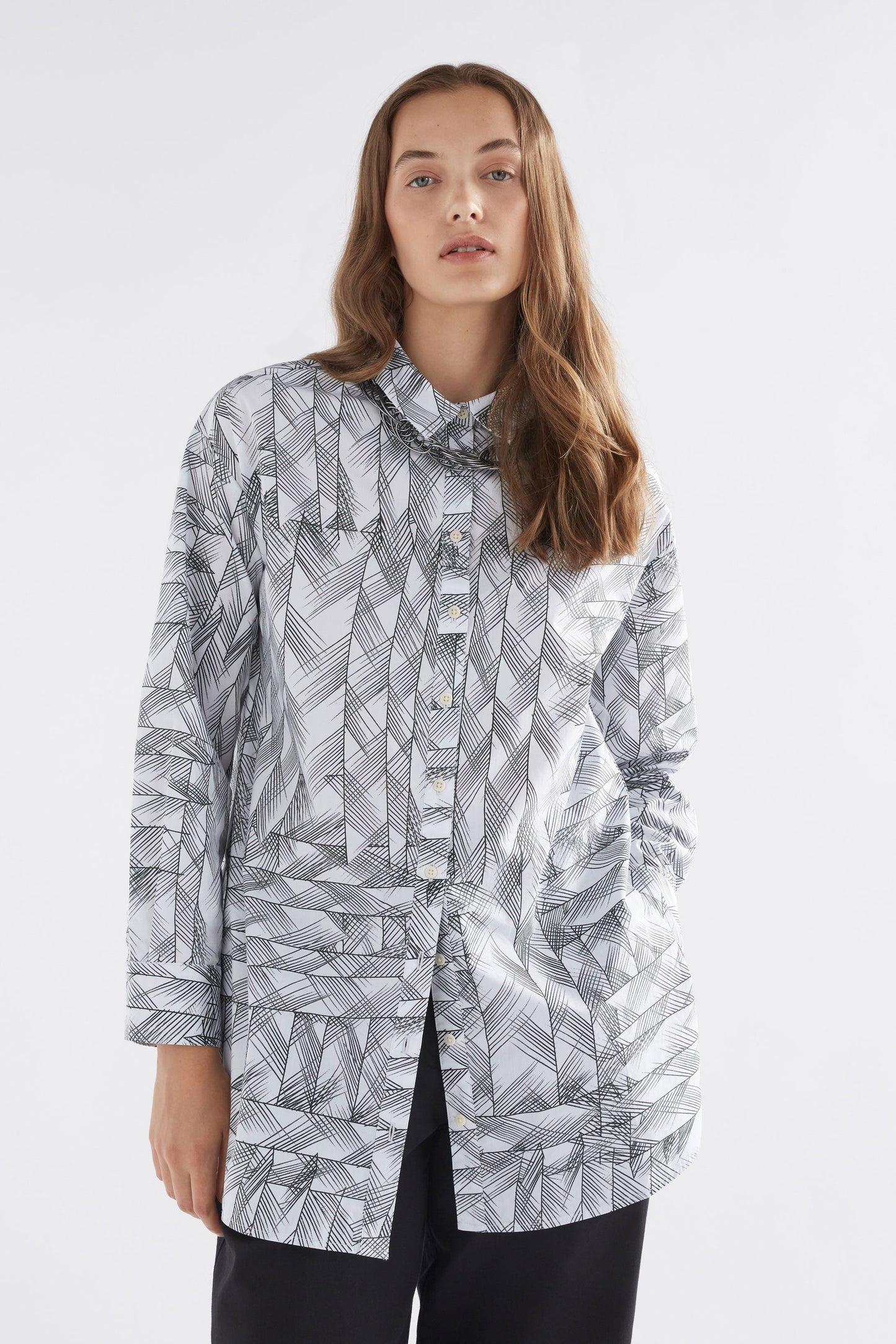 Jager Australian Cotton Print Shirt Model Front | WHITE LINE PRINT