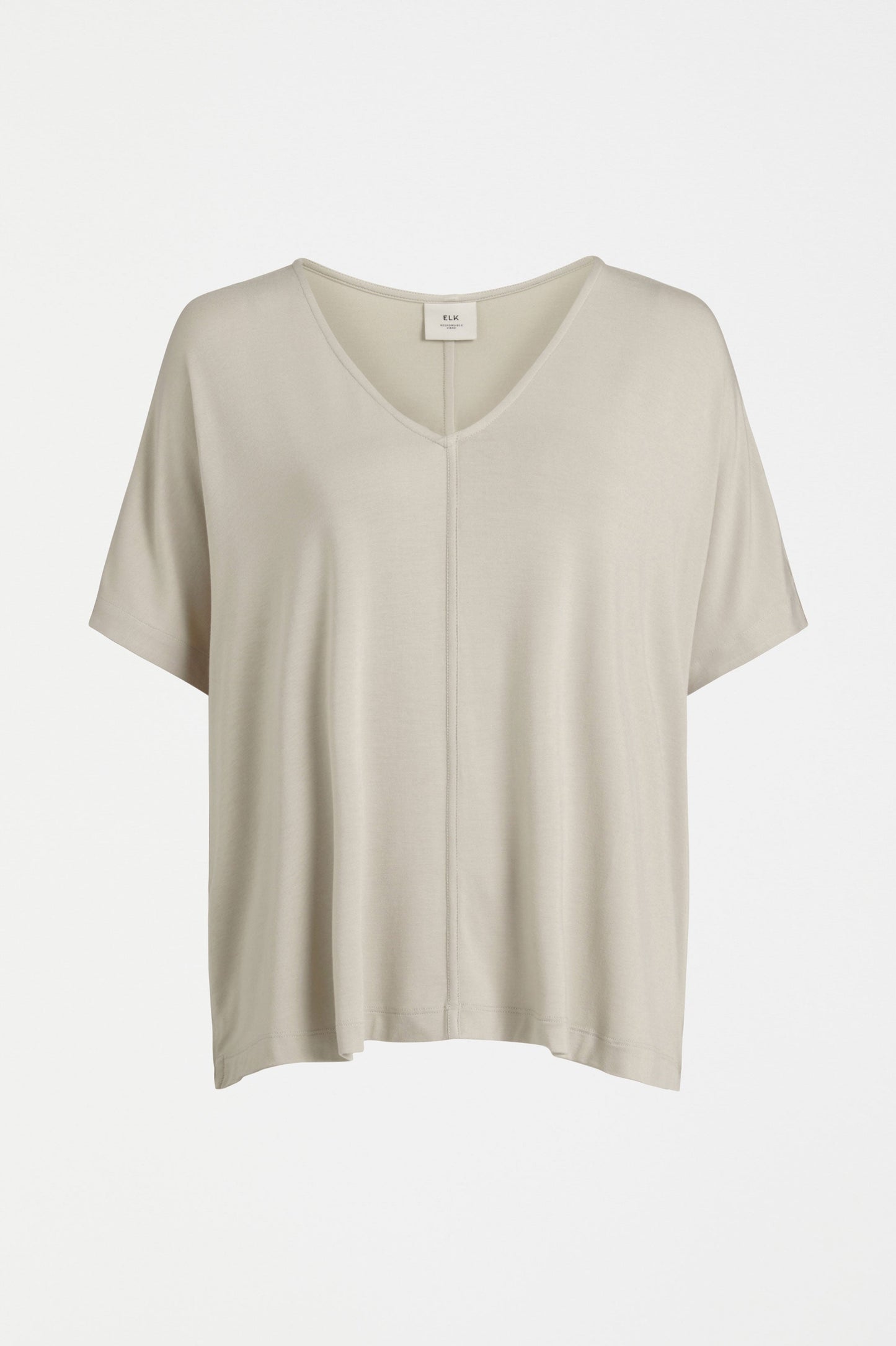 Mytr Relaxed V-Neck Jersey T-Shirt Front | FLAX