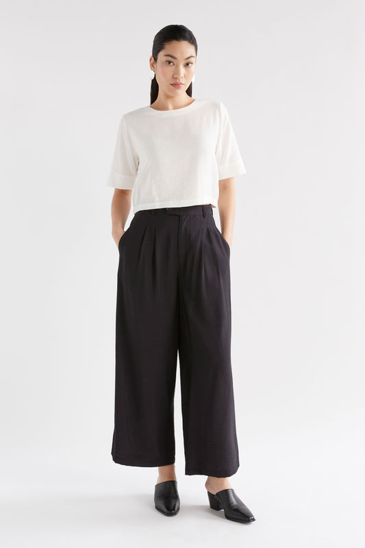 Pressa Front Pleat Wide Leg Pant Model Front | BLACK