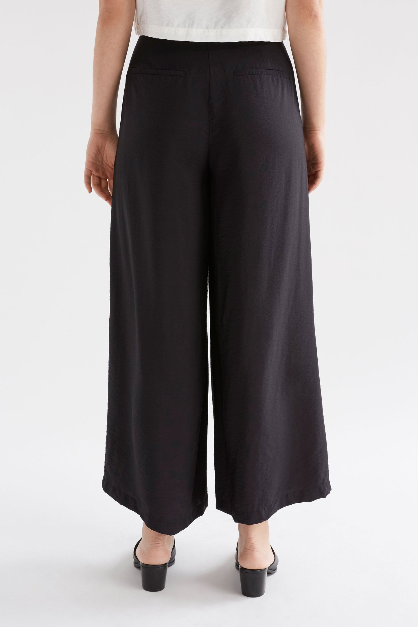 Pressa Front Pleat Wide Leg Pant Model Back | BLACK