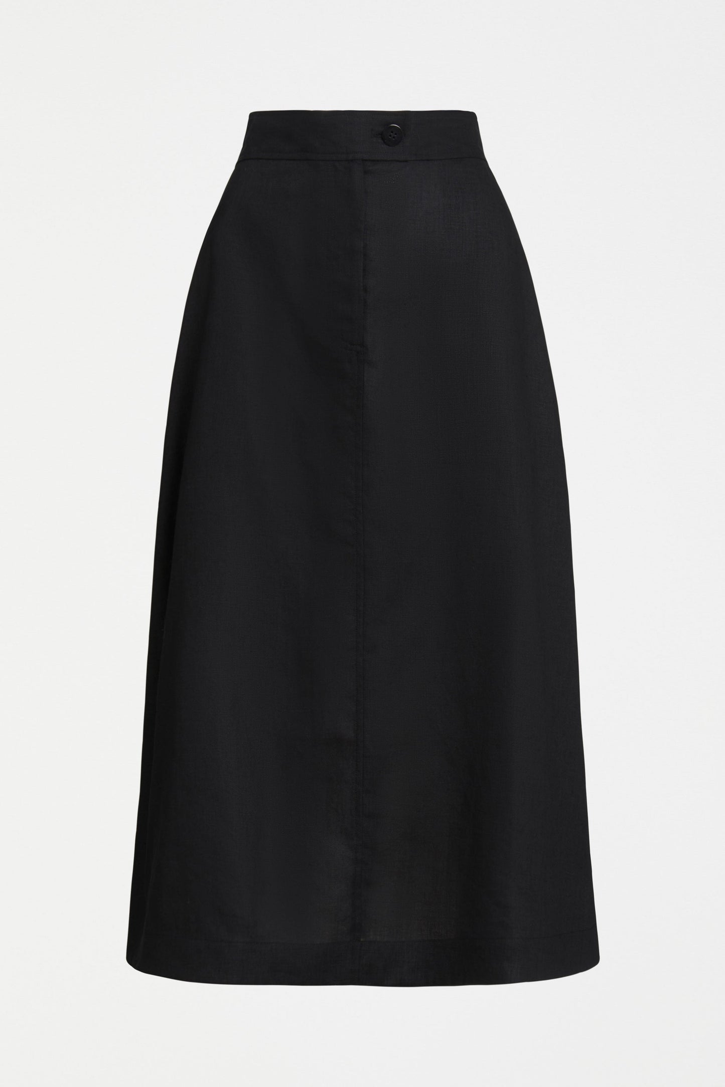 Nayte Midi A-line Linen Skirt Front | BLACK