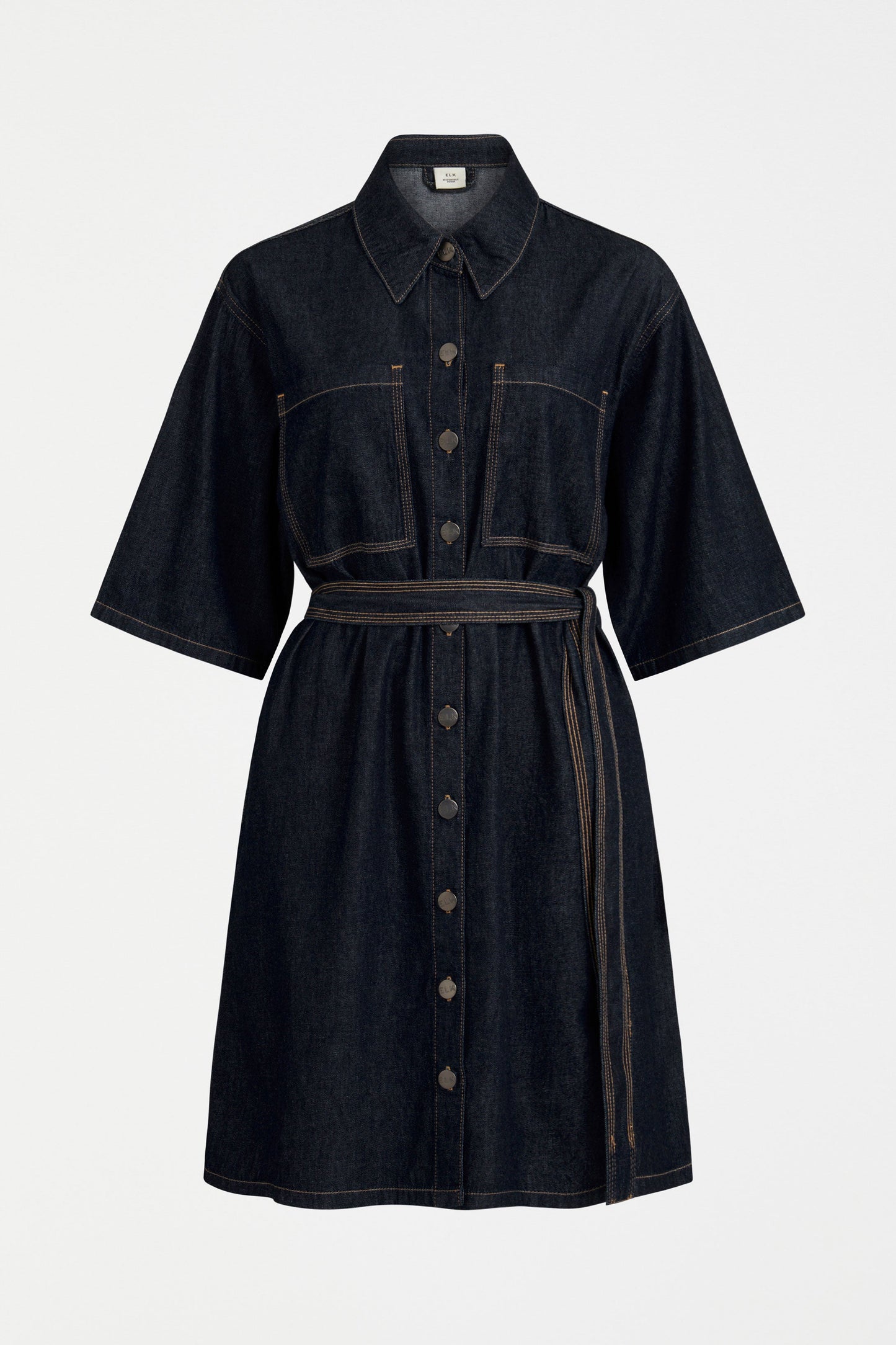 Denym Pocket Shirt Dress Front | AUTHENTIC BLUE WASH