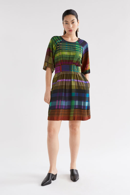 Ideell Silky Raglan Sleeve Belted Print Dress Model Front | ELODI PRINT