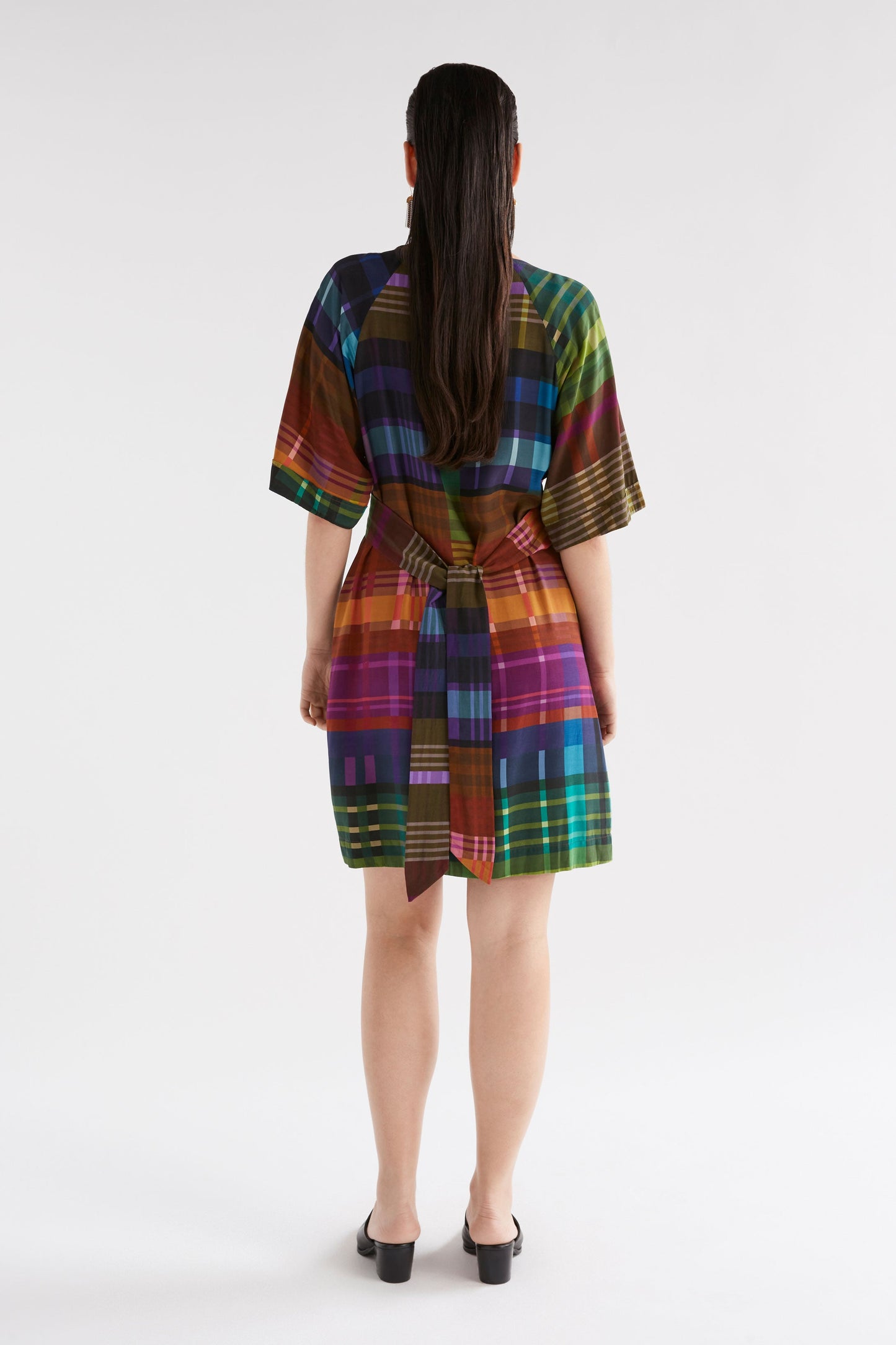 Ideell Silky Raglan Sleeve Belted Print Dress Model Back | ELODI PRINT