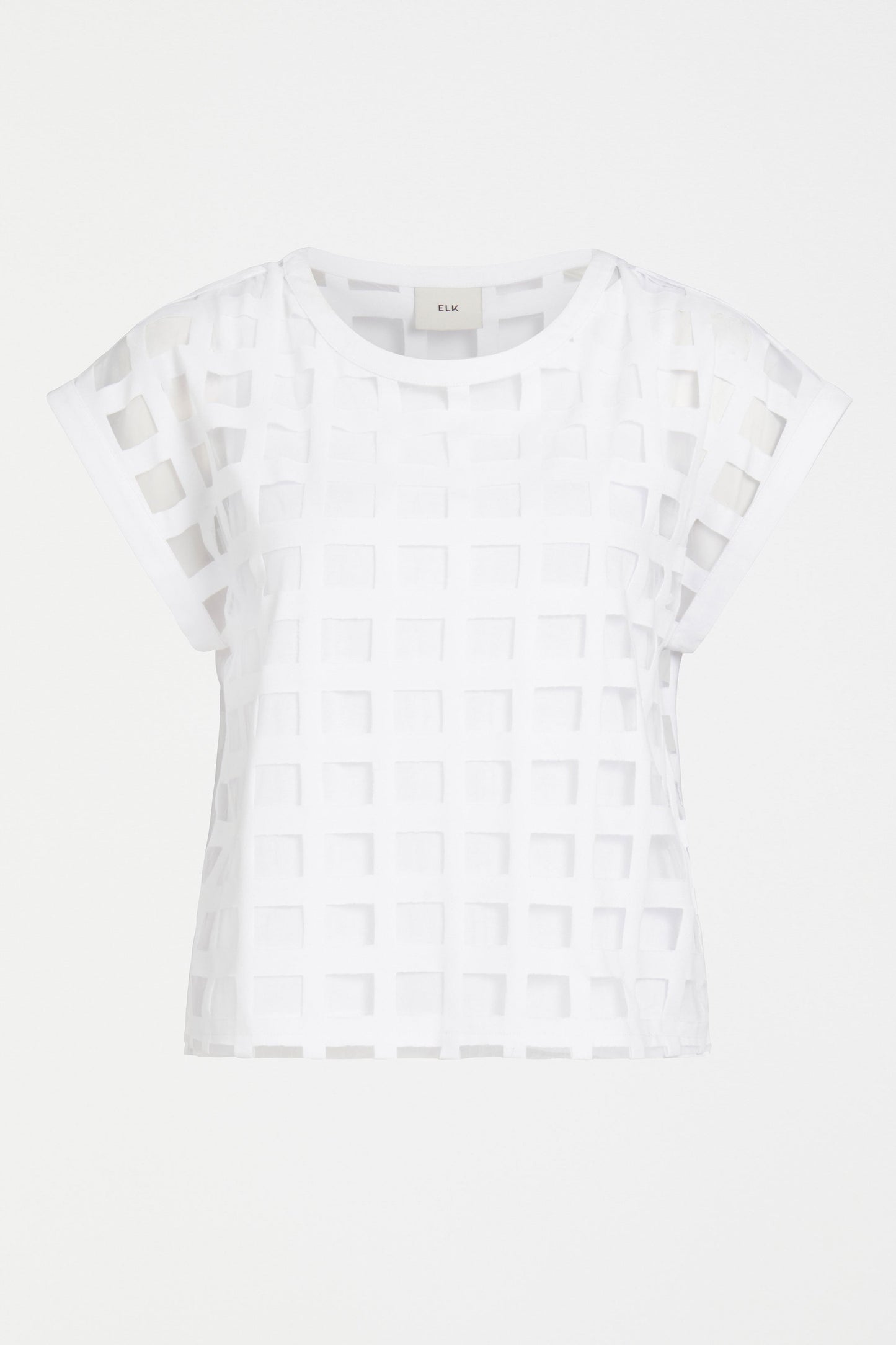 Grid Burnout Organic Cotton Blend Top Dress | WHITE