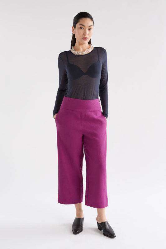 Olsson High Waisted Cropped Linen Pant Model Front | MULBERRY