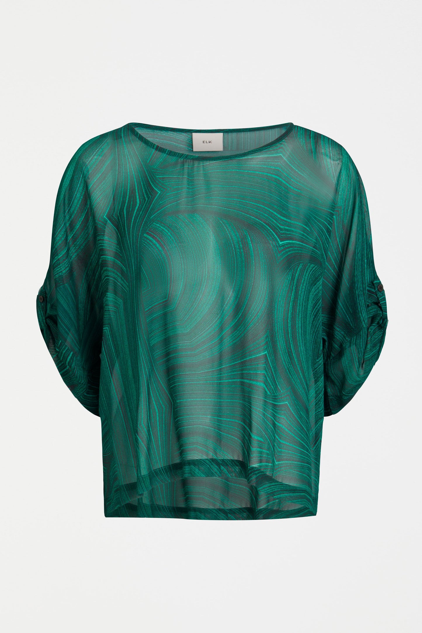 Krava Sheer Print Batwing Top  Front | MALACHITE PRINT