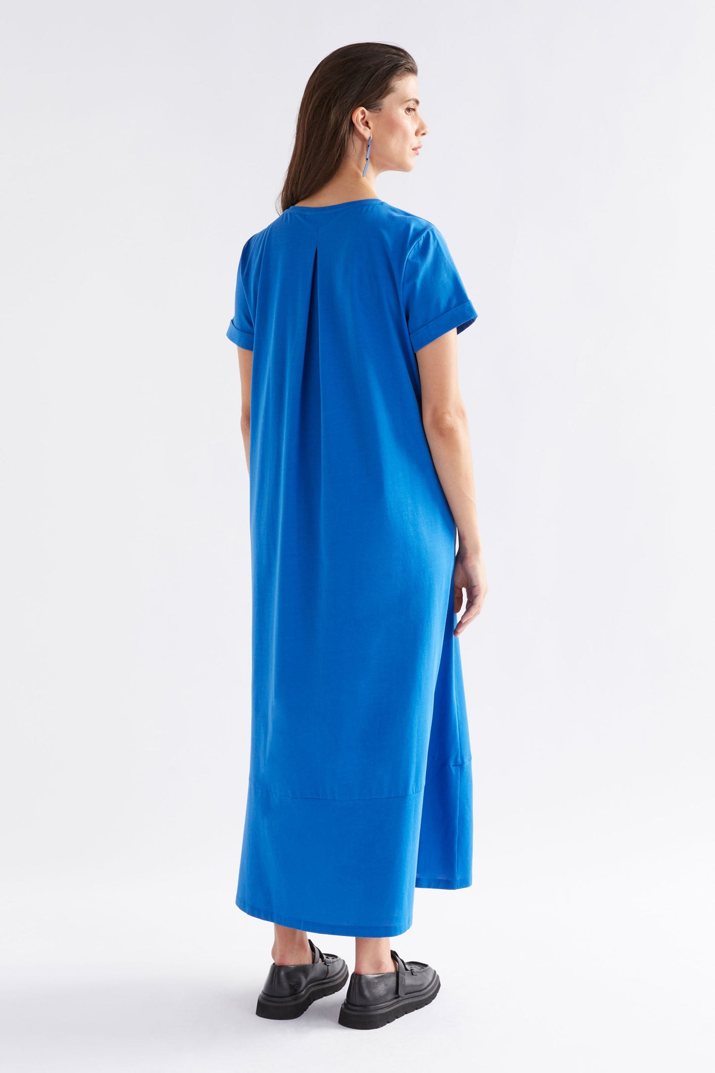 Haki Long Organic Cotton Jersey Tshirt Dress Model Side | AZURE