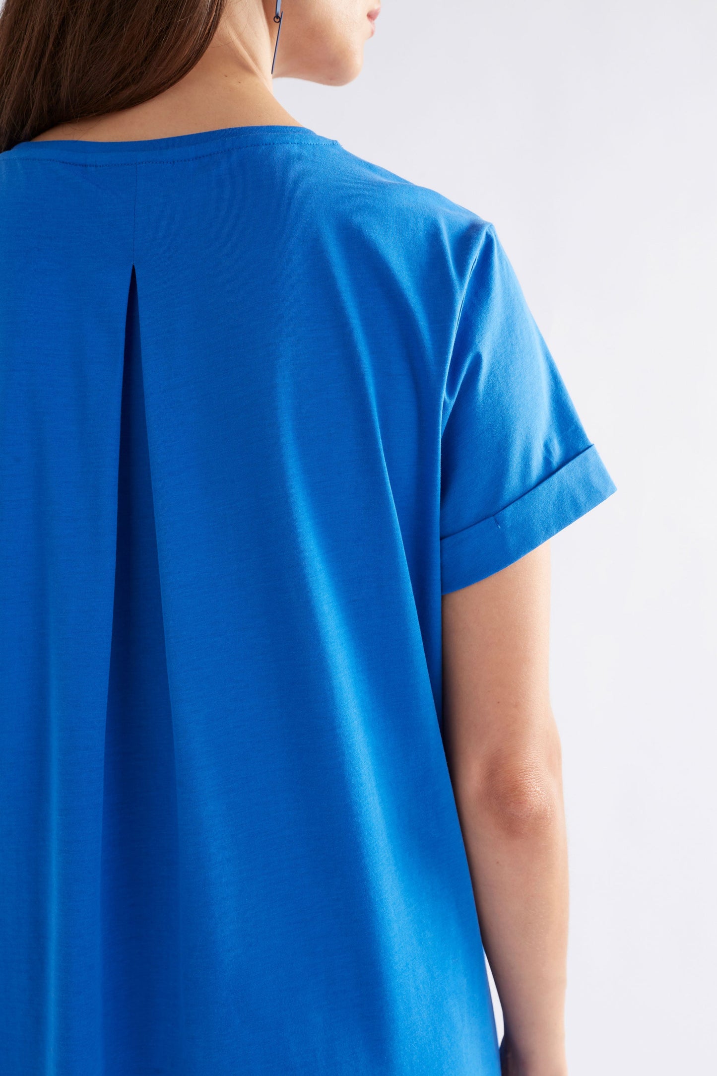 Haki Long Organic Cotton Jersey Tshirt Dress Model Back Detail | AZURE