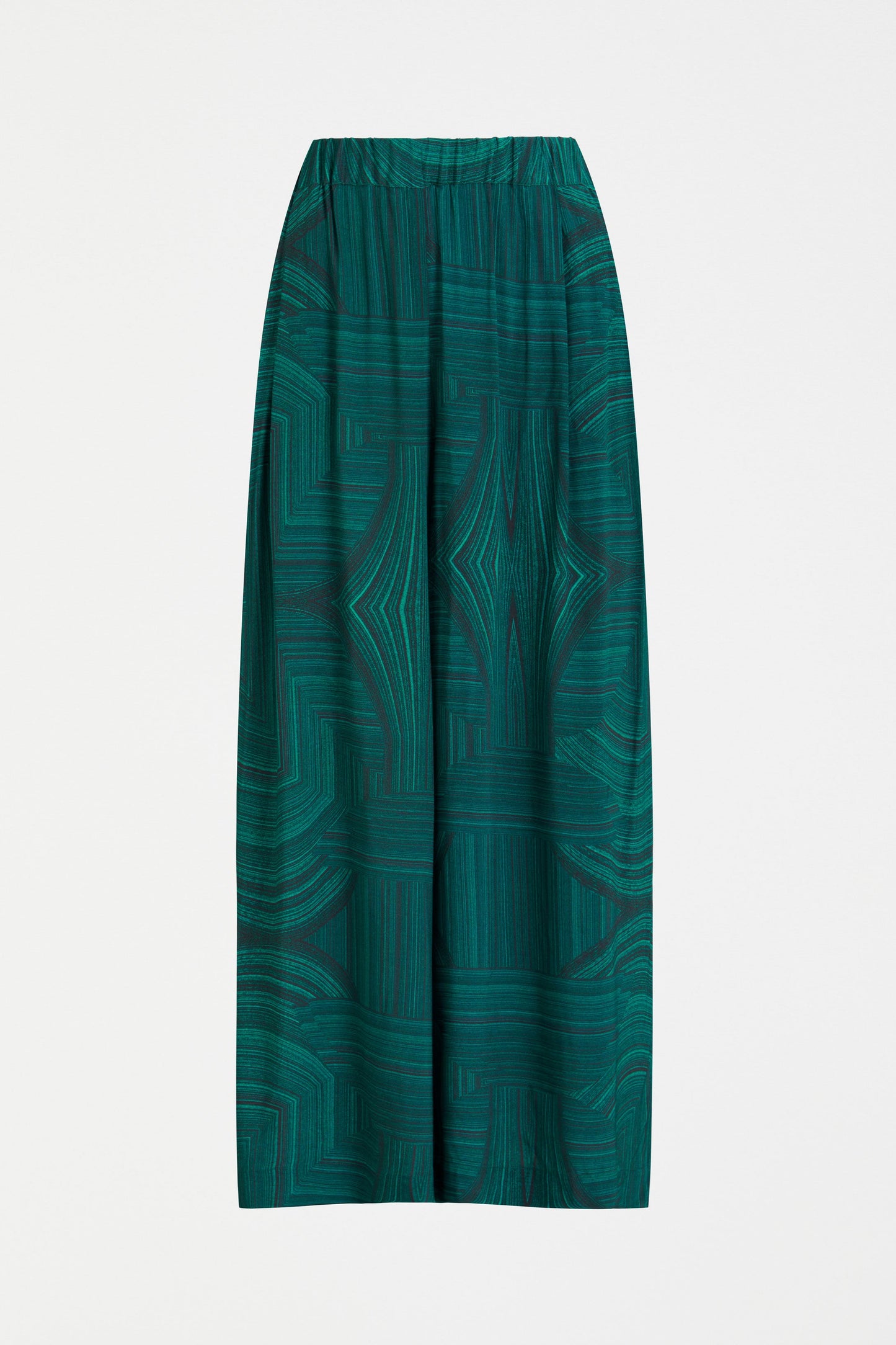 Krava Silky Print Elastic Waist Pant Front | MALACHITE PRINT