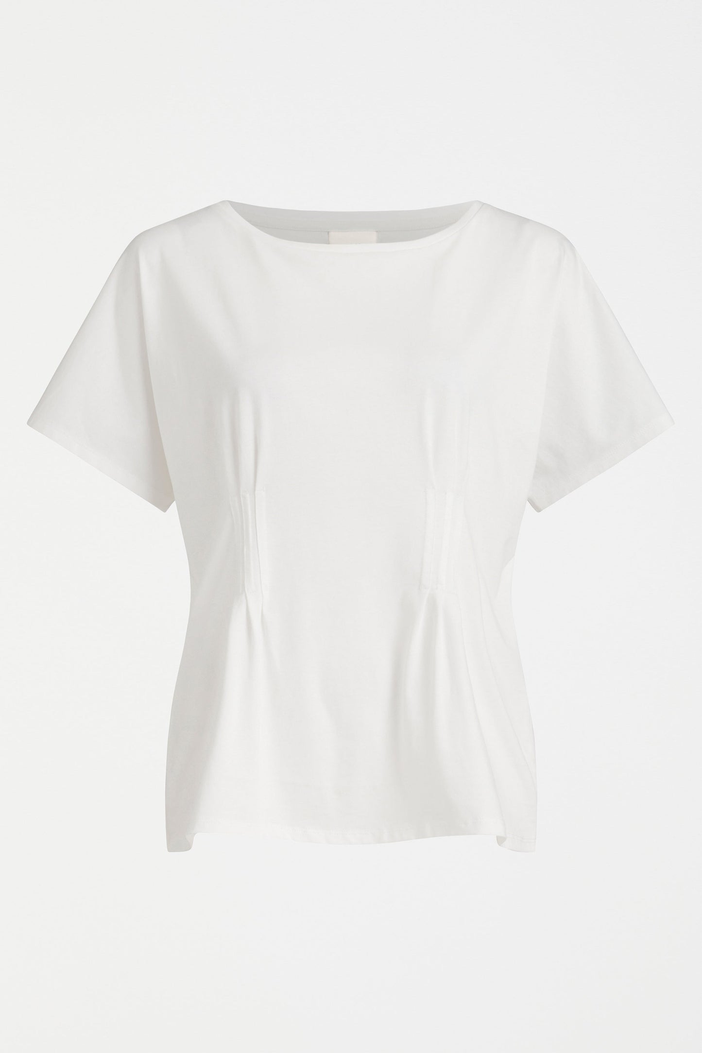 Enda Organic Cotton Pin Tuck Jersey Tshirt Front | WHITE