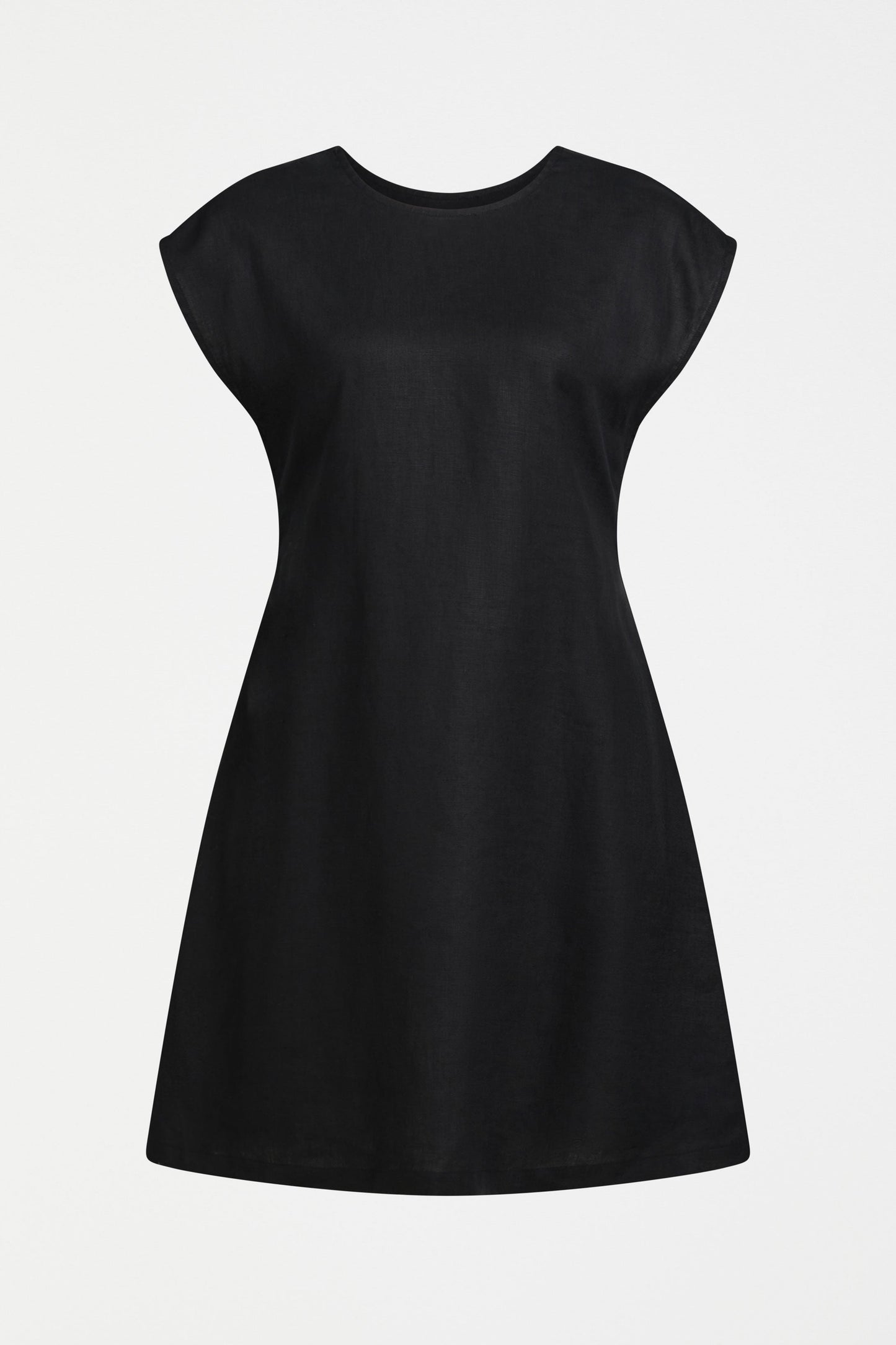 Honnor Twist Cut-Out Back Linen Short Dress Front | BLACK