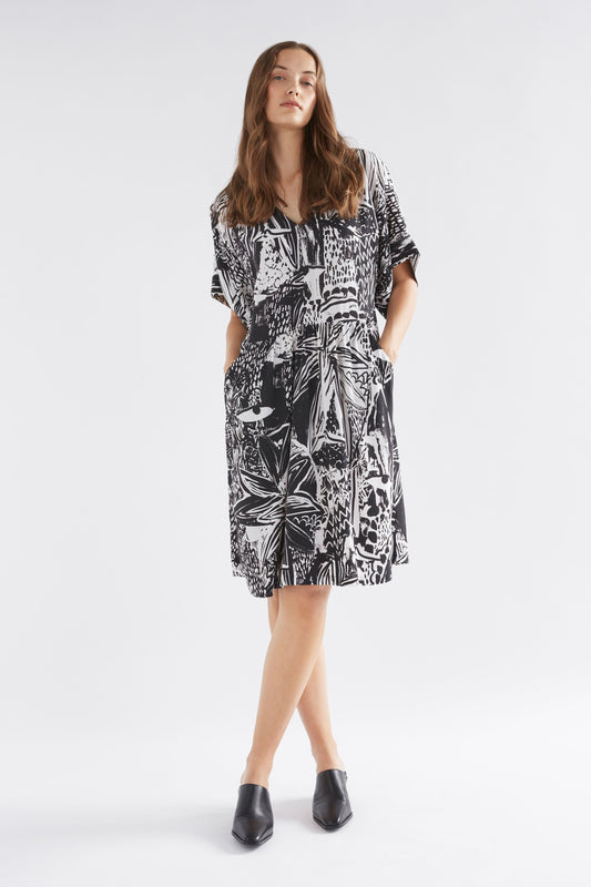 Lento V Neck Batwing Print Tee Dress Model Front | TROPEA PRINT