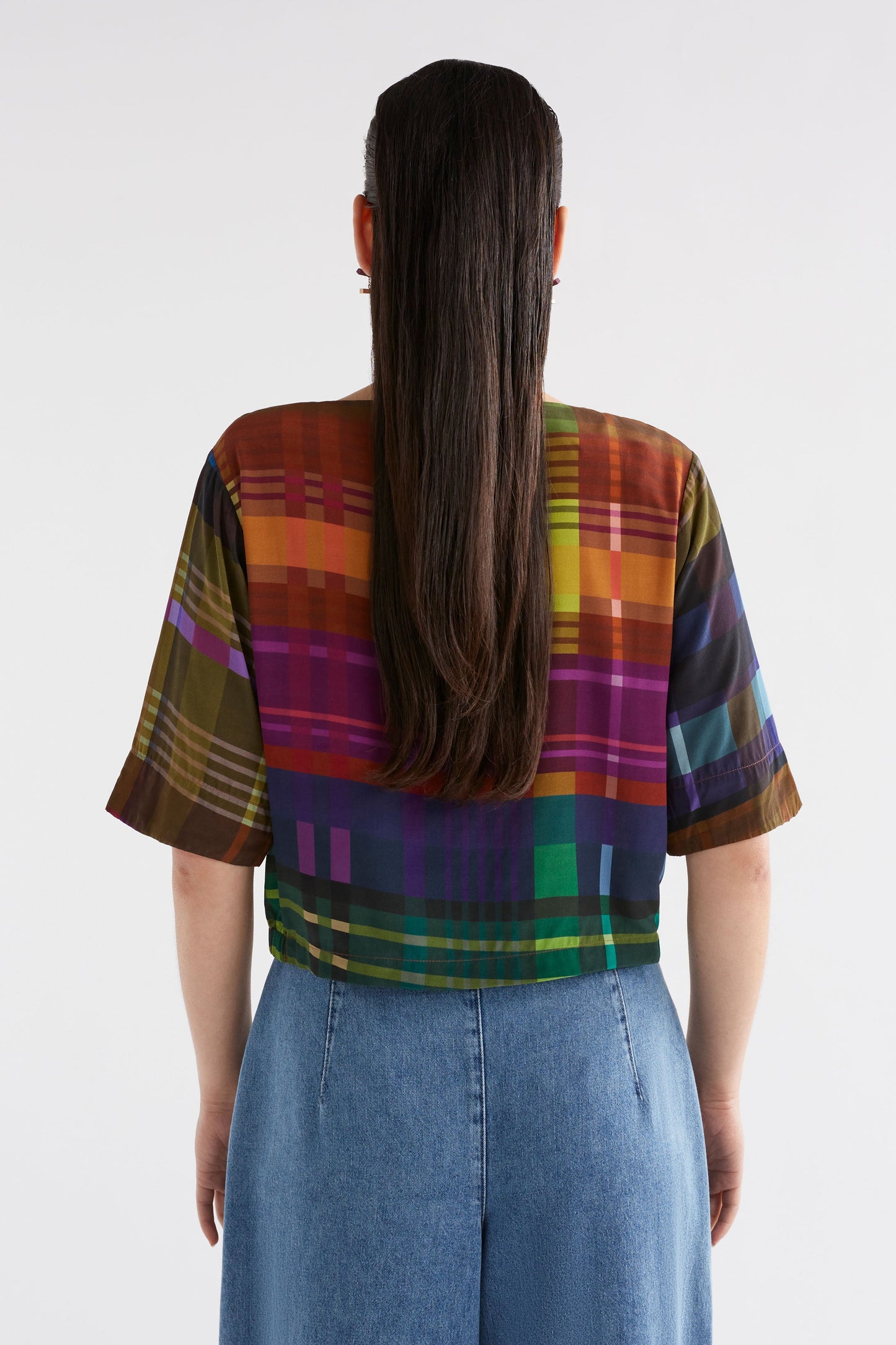 Ideell Silky Boxy Multi-coloured Print Top Model Back | ELODI PRINT