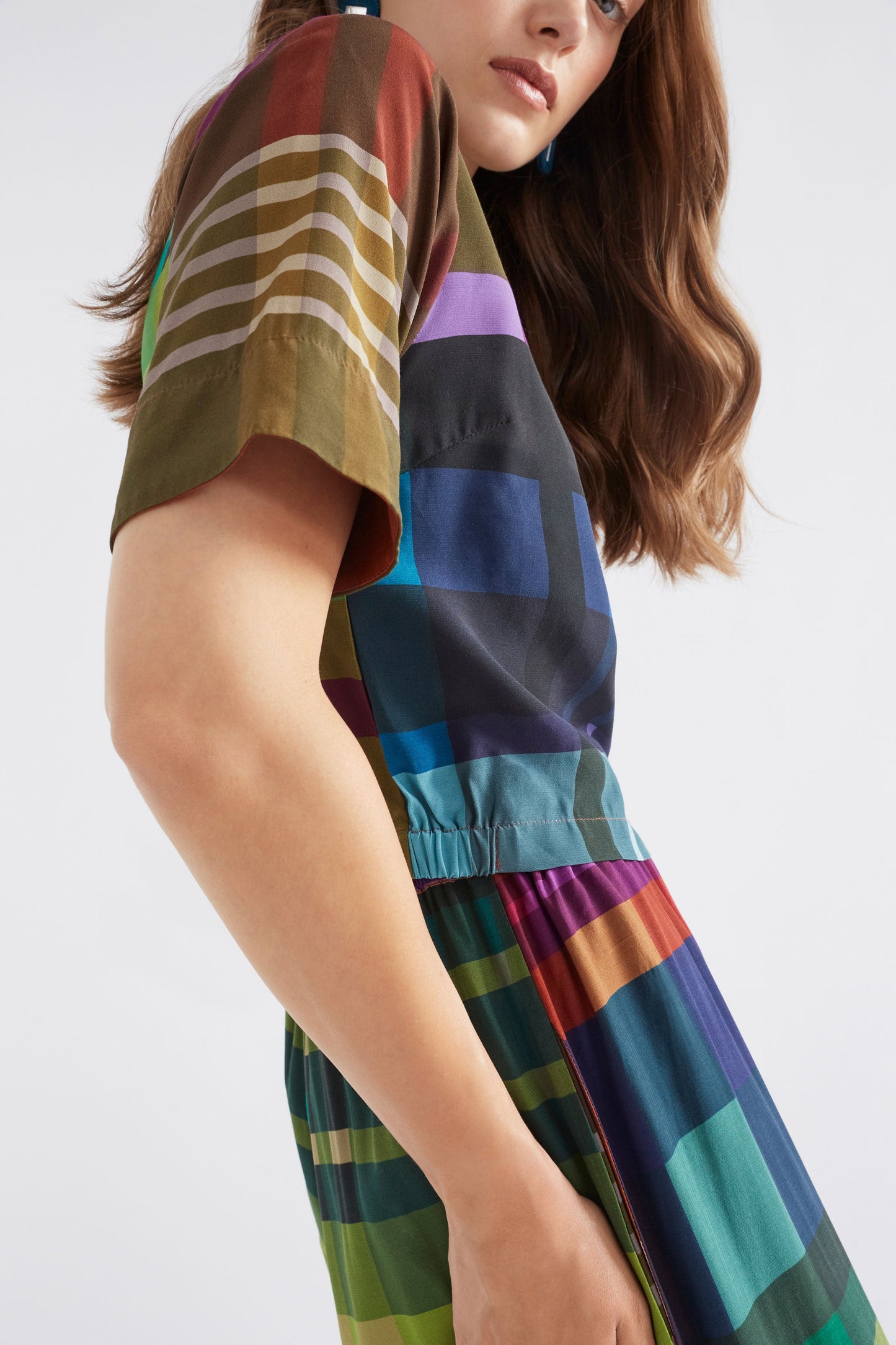 Ideell Silky Boxy Multi-coloured Print Top Model Side Crop | ELODI PRINT