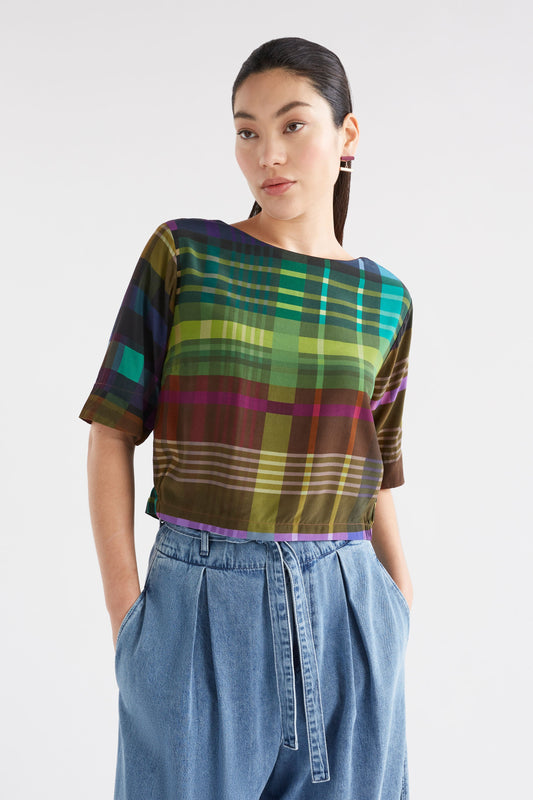 Ideell Silky Boxy Multi-coloured Print Top Model Front Crop 2 | ELODI PRINT