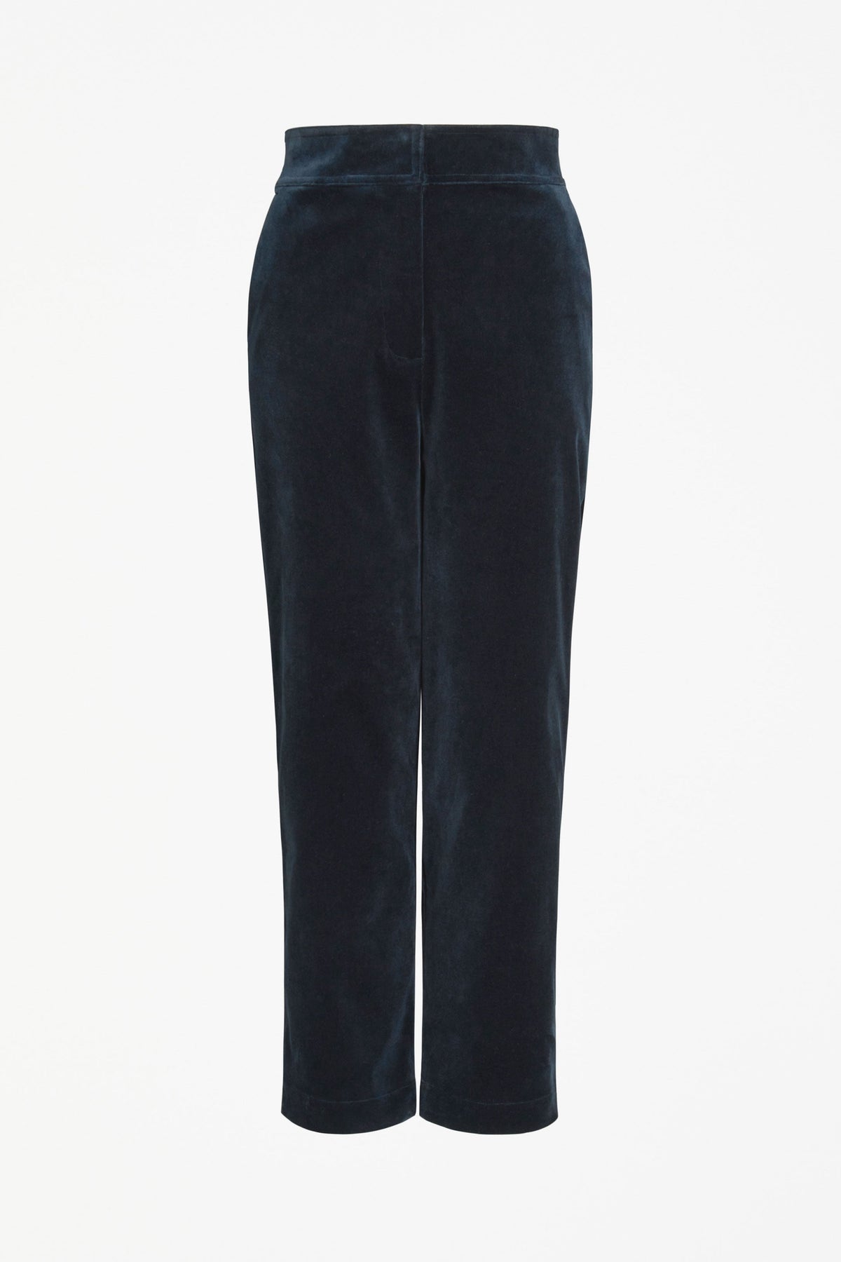 Atles High Waisted Tapered Leg Dark Blue Cut Cord Pant Front | CARBON