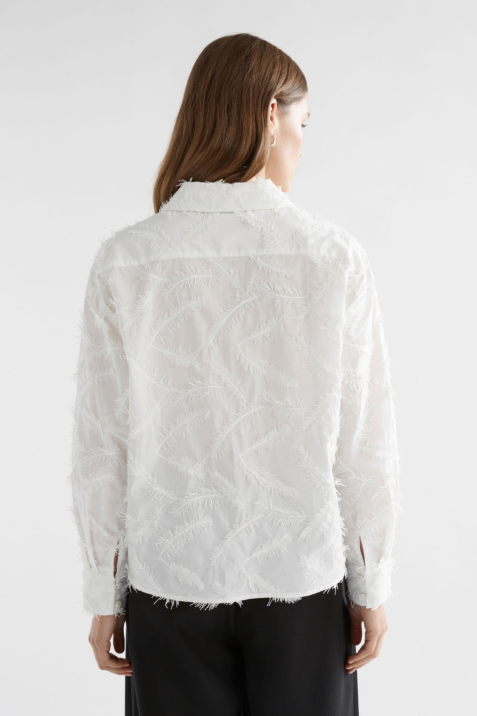 Etra Organic Cotton Embroidered Long Sleeve Shirt Model Back | WHITE