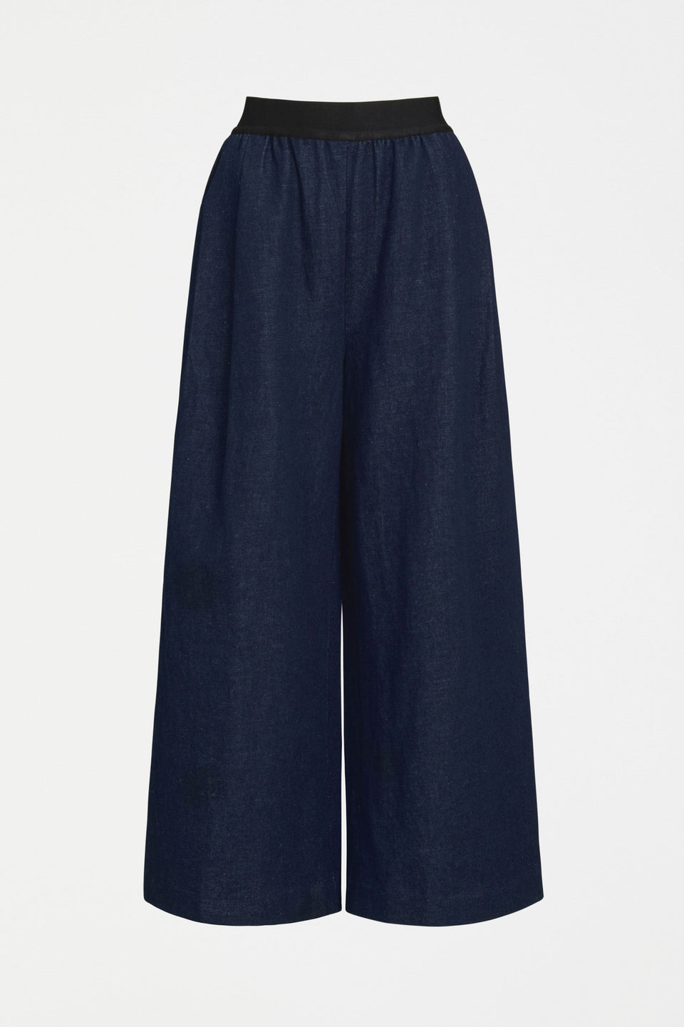 Njolle Wide Leg Denim Pant with Contrast  Elastic Waist Band | INDIGO