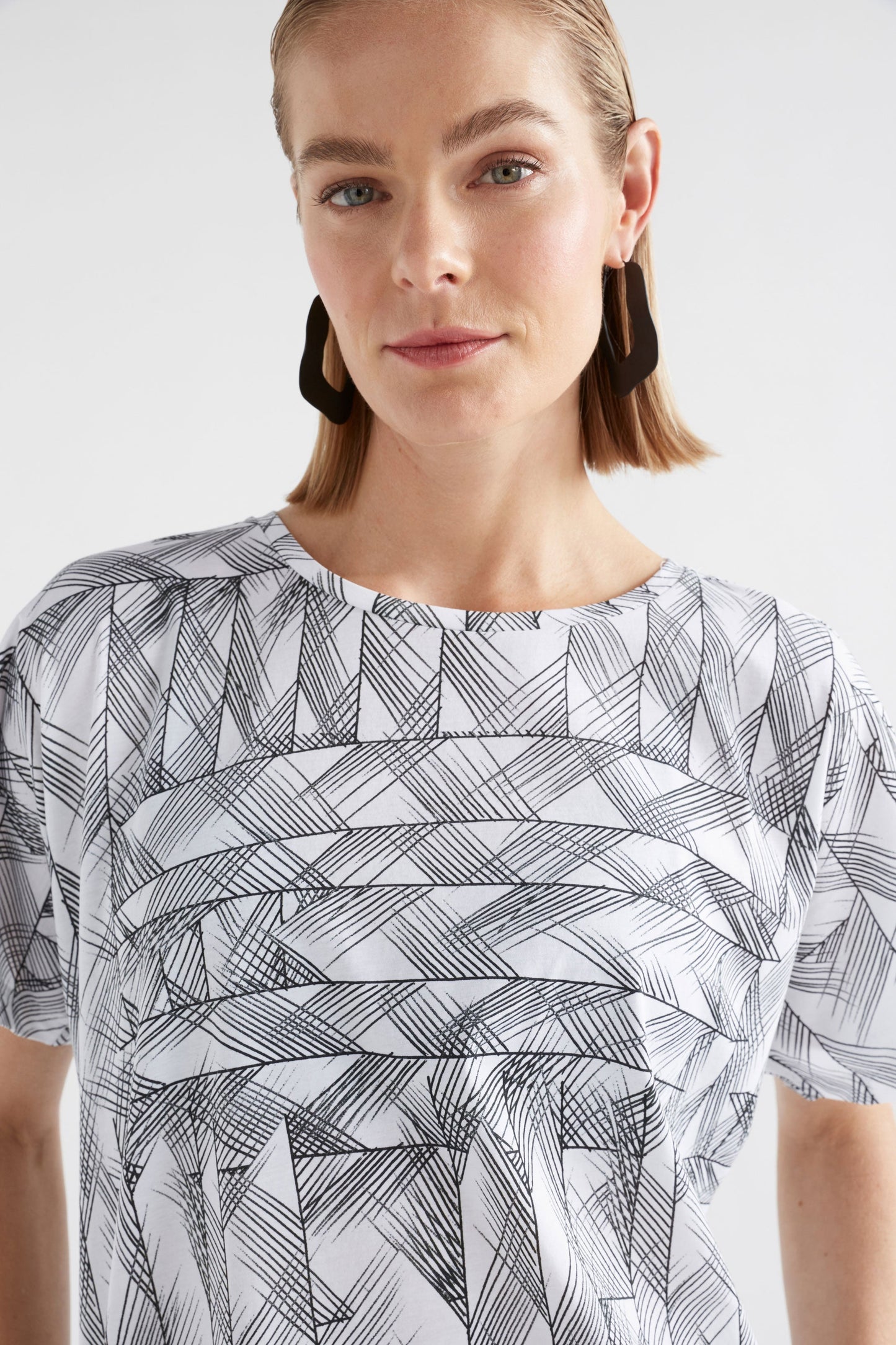 Haki Organic Cotton Short sleeve Jersey Print TShirt model Front Detail | WHITE LINE PRINT