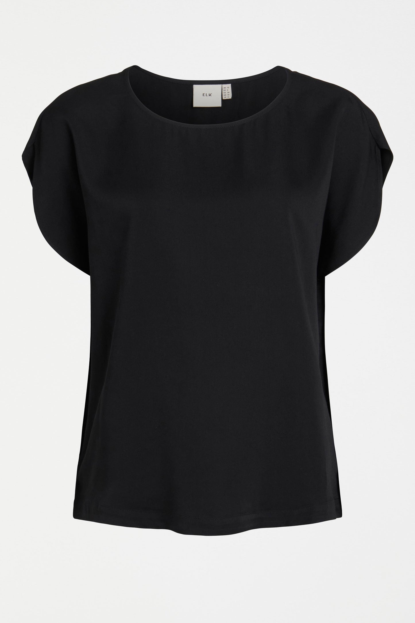 Klassisk Silky Tulip Sleeve Top Front | BLACK