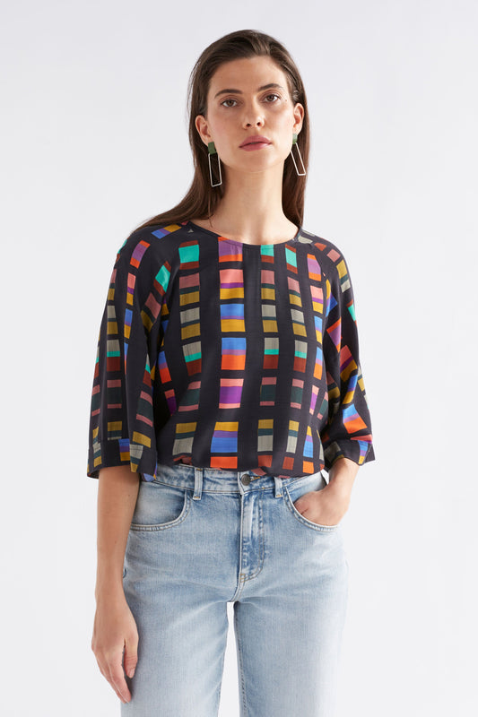 Malo Wide Sleeve Raglan Print Top Model Front | TESSELA PRINT