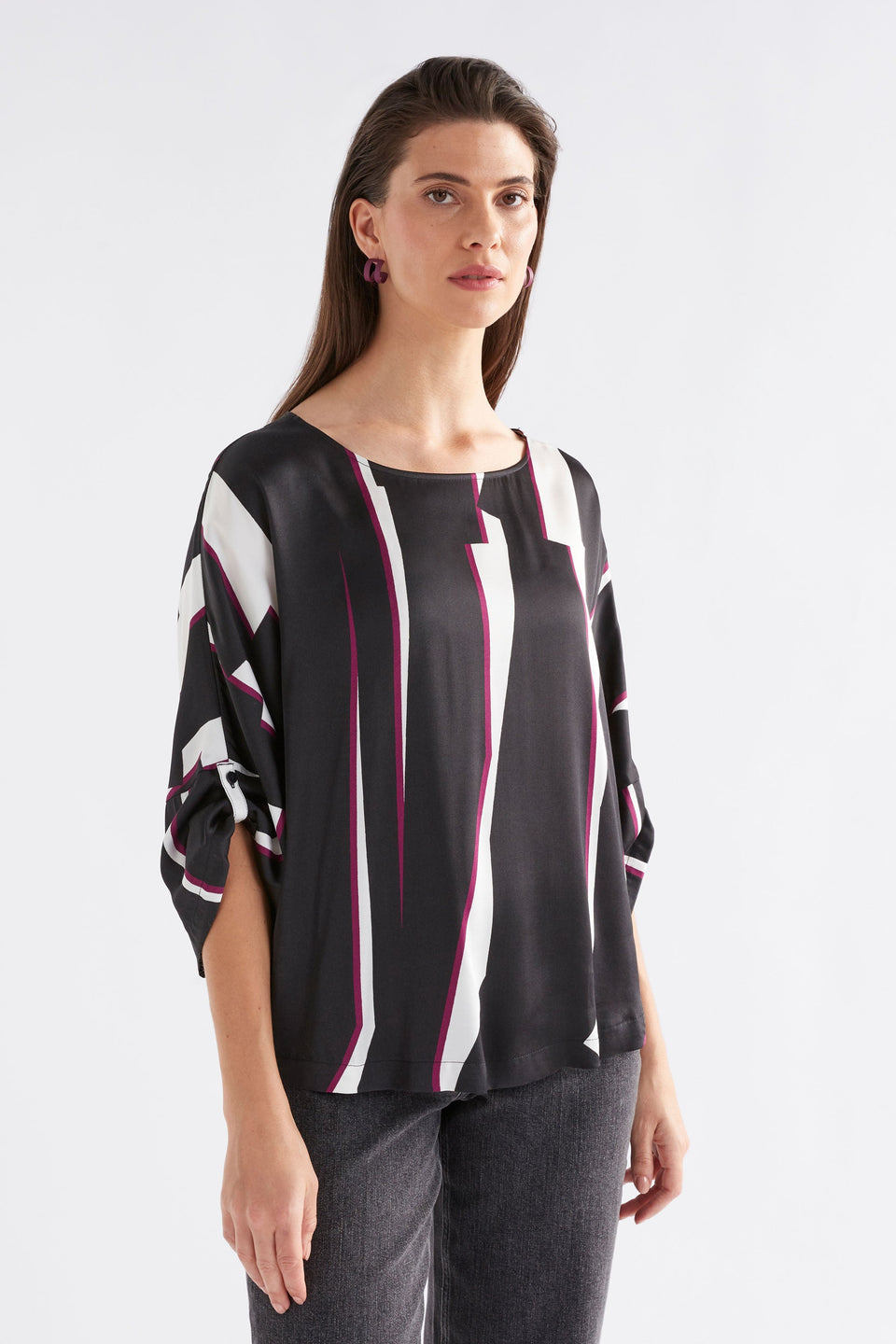 Devon Batwing Print Top Model Front | MODULAR PRINT
