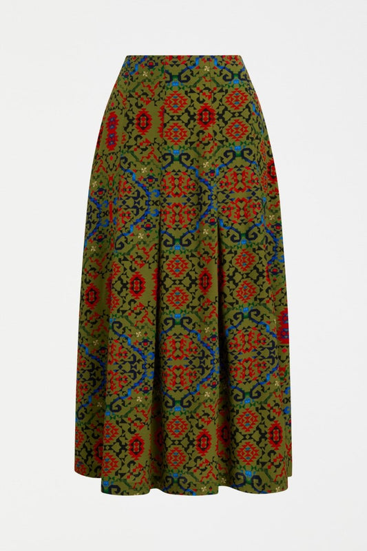 Kira Flat Front Waist Band Print Skirt with Split Front | RENDA PRINT