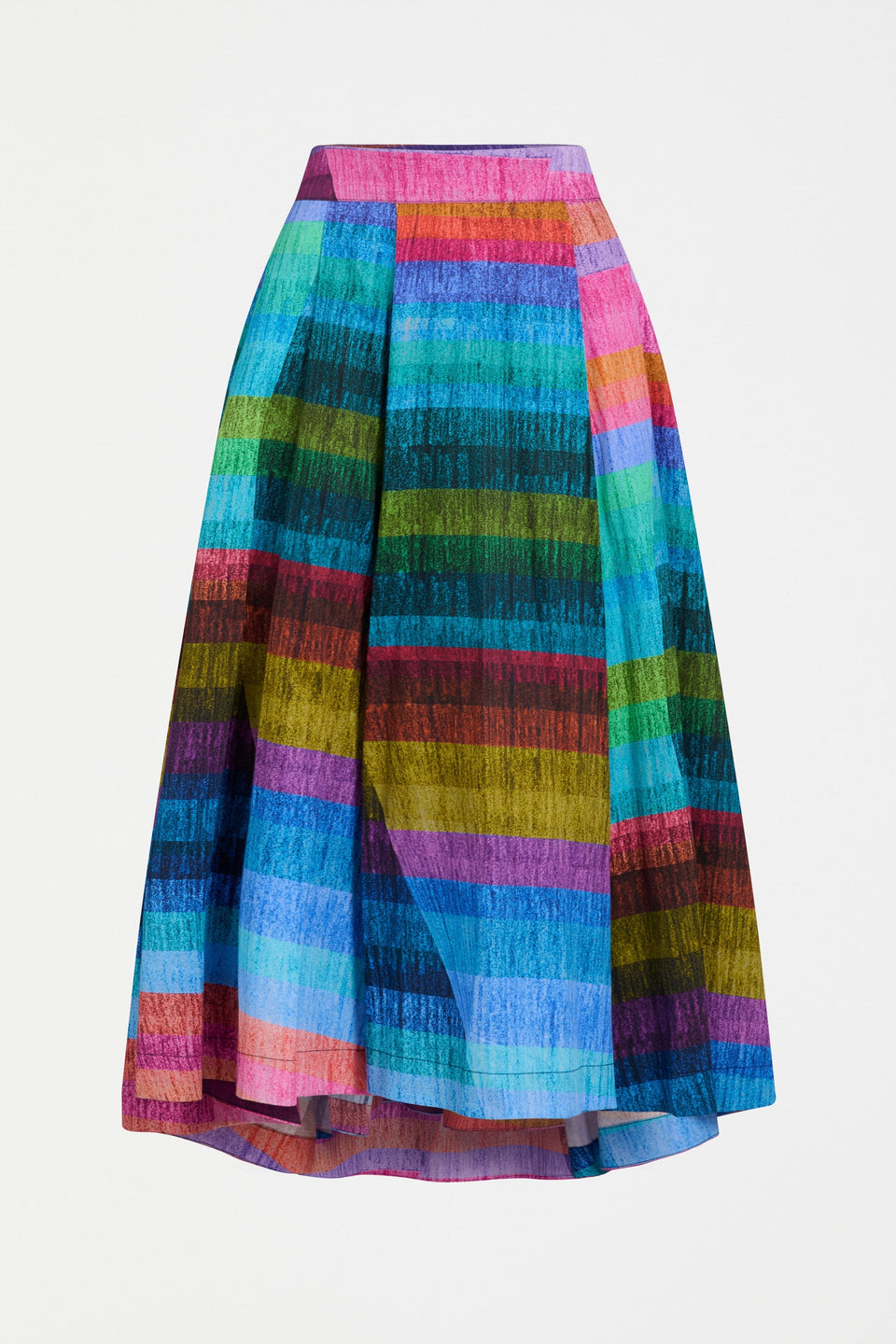 Gia Multi Colour Stripe Print A-line Midi Skirt Front | KOMI PRINT