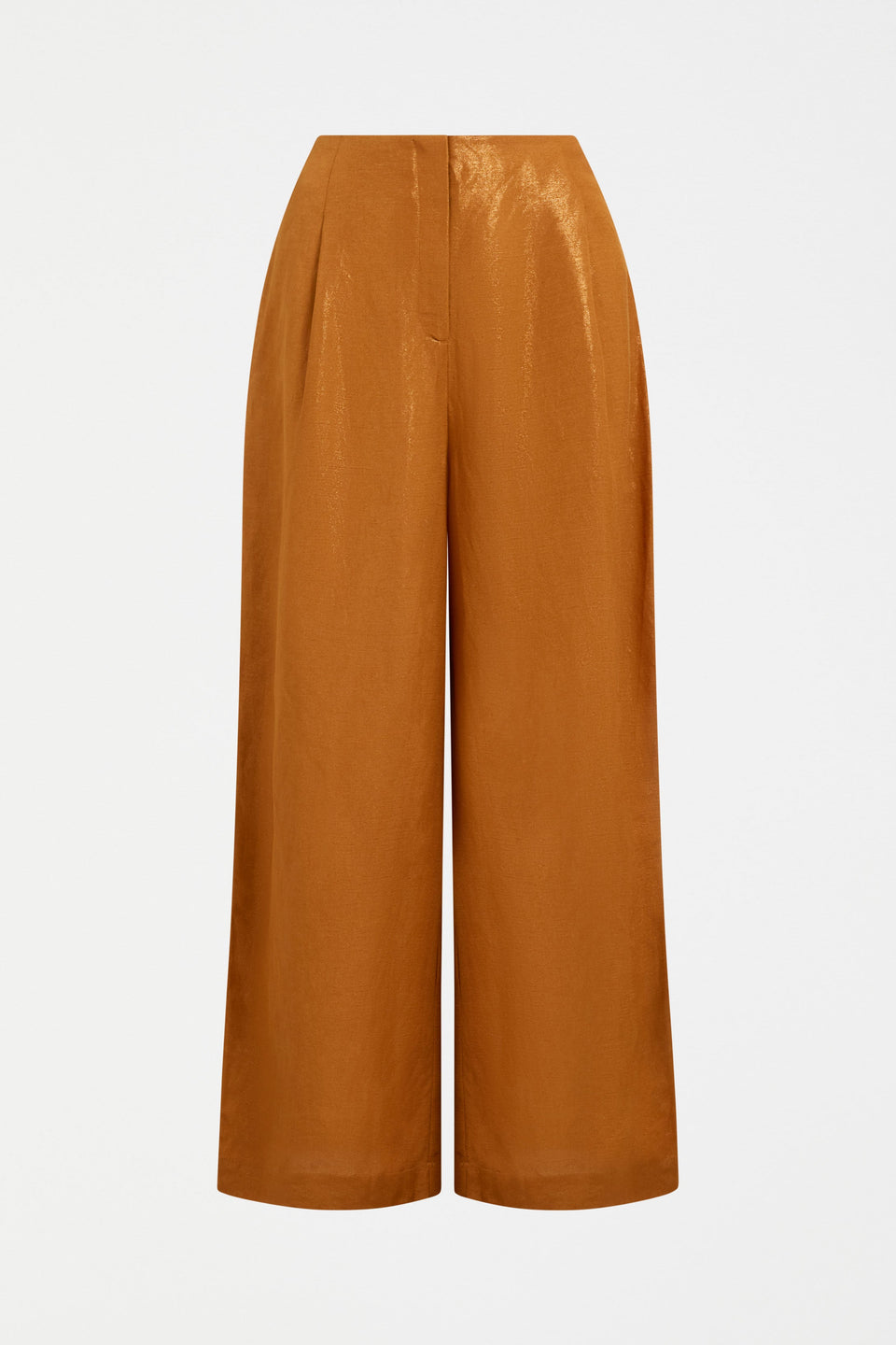 Jopa Copper Metallic High Waisted Wide Leg Linen Pant front | COPPER
