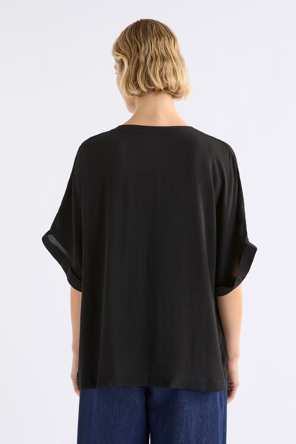 Omia Top on Model Back View | BLACK