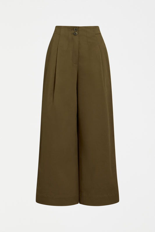 Ellem High Rise Cotton TENCEL stretch Tailored Women's Pant front | OLIVE