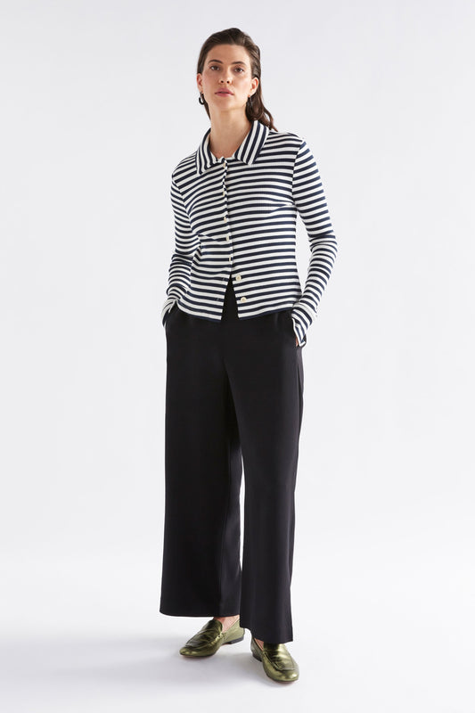 Alden Tailored Jersey Pant Model Front | BLACK