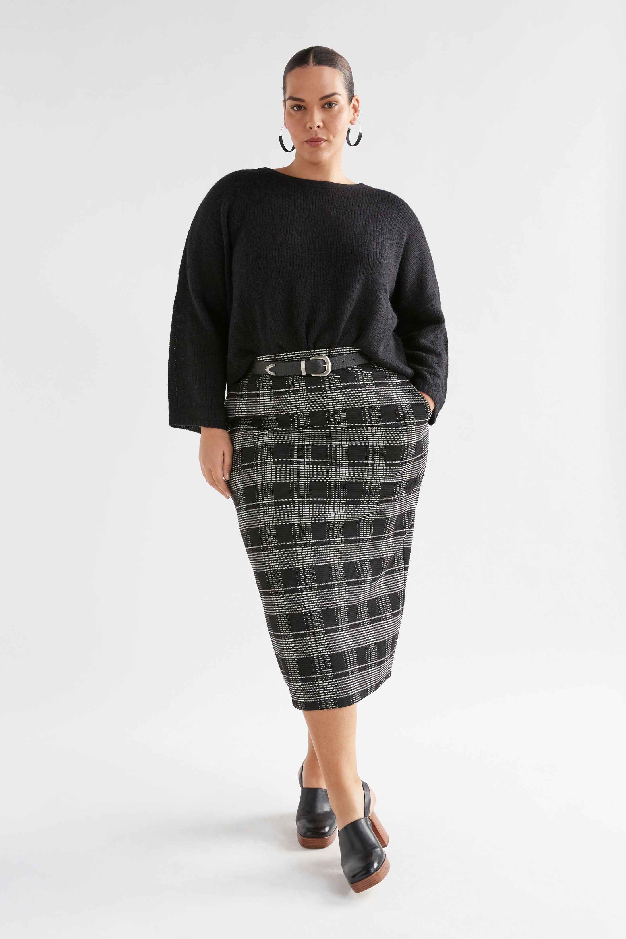 Shop The Mairea Jacquard Textured Check Stretch Pencil Skirt | ELK AU