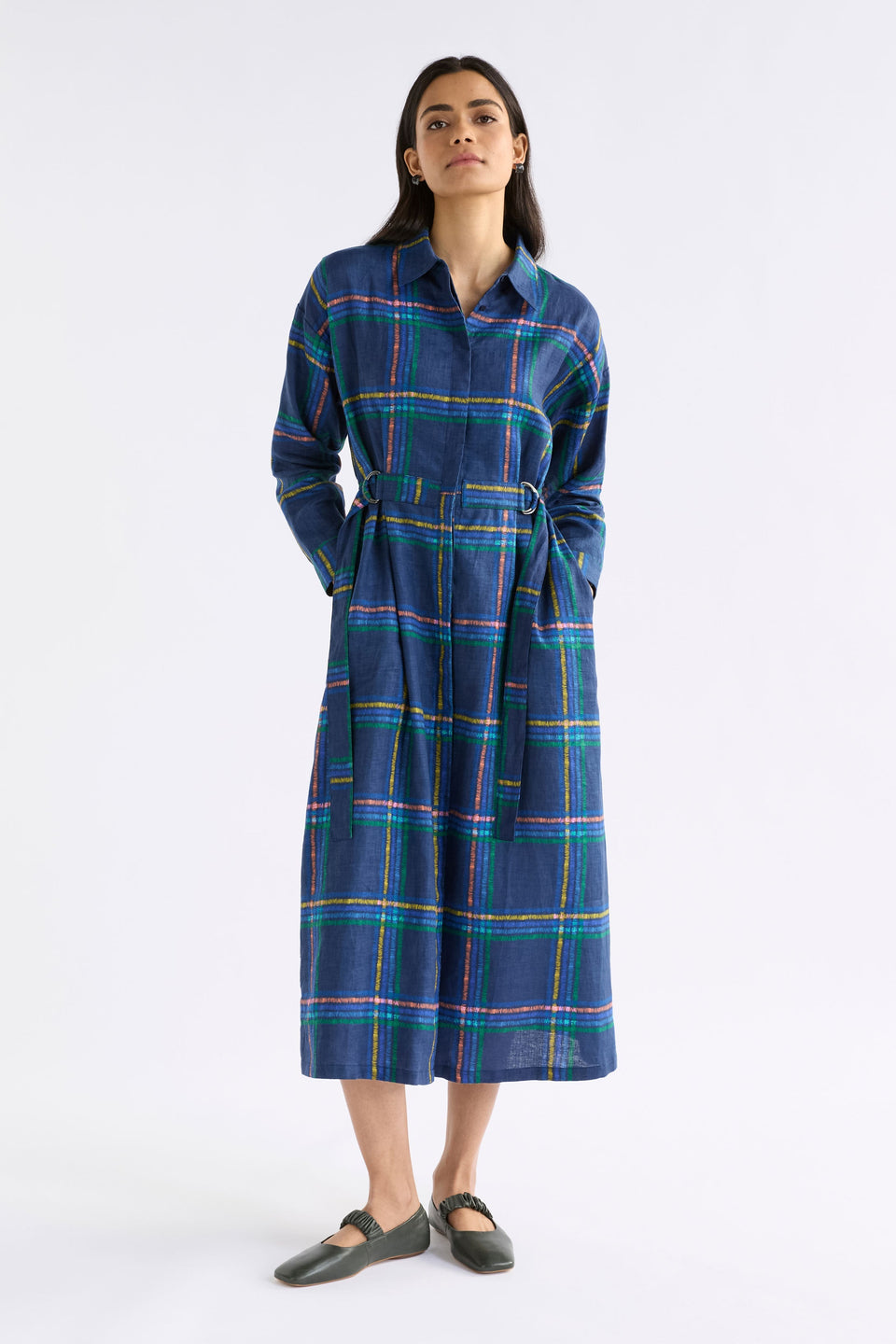Paimo Shirt Dress on Model | ELBA CHECK
