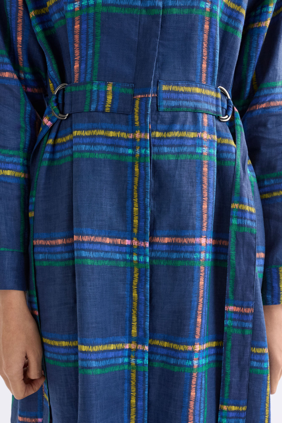 Paimo Shirt Dress on front  detail Model | ELBA CHECK