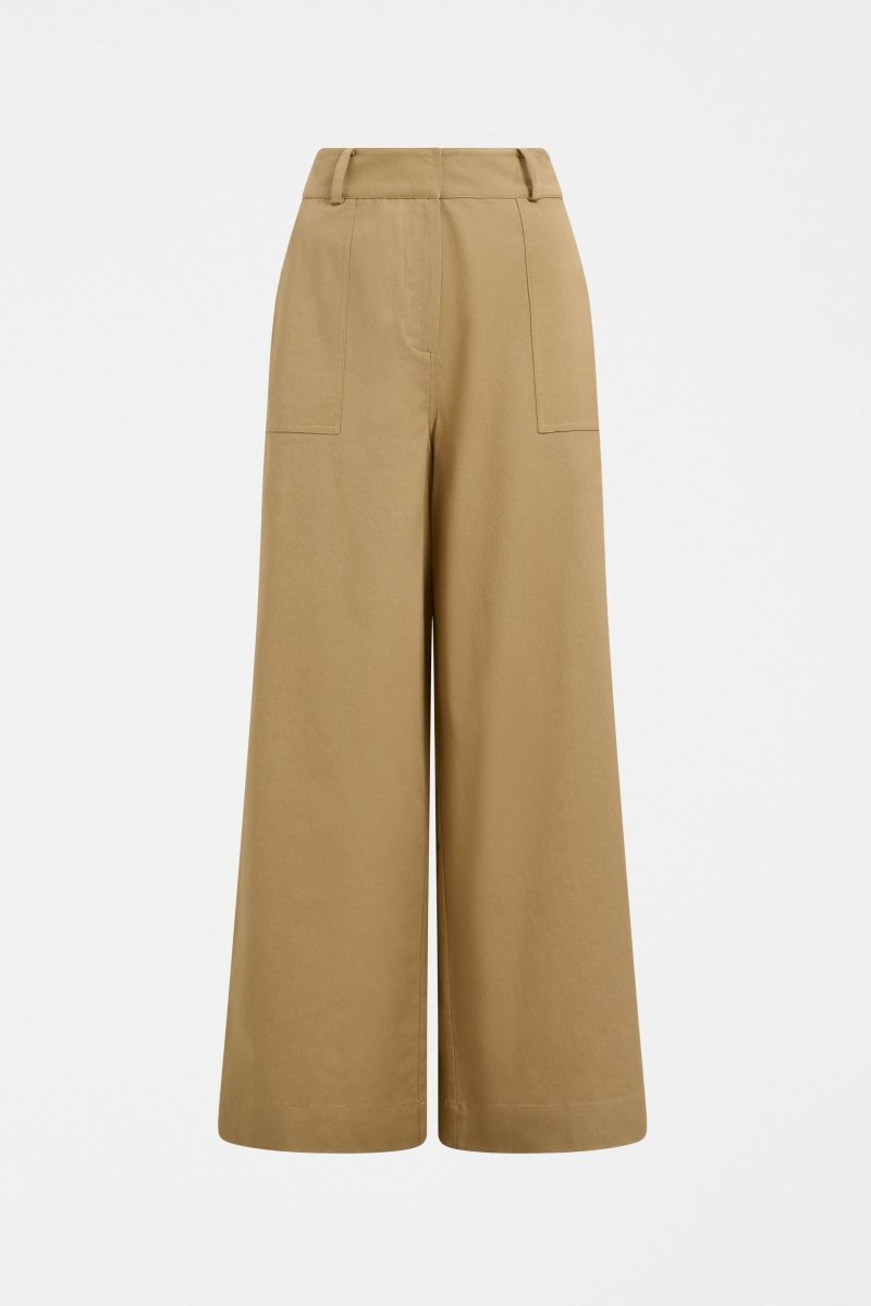 Kudel Pant on Model with white shirt | ALMOND